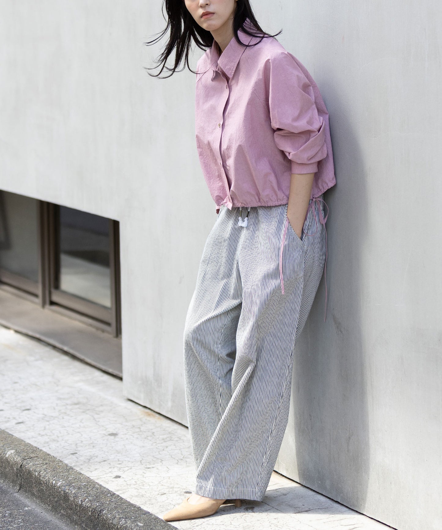 コットンリネンタイプライタークロップドシャツ