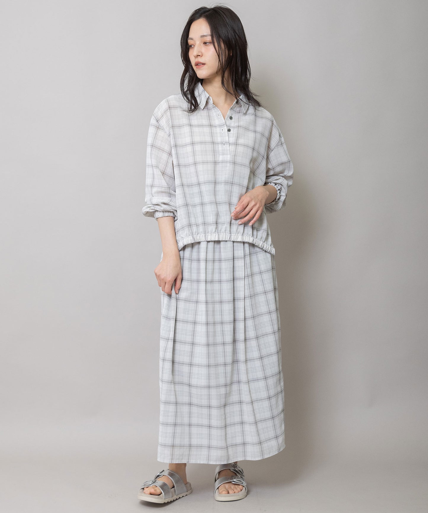 セミシアーチェックプルオーバーシャツ