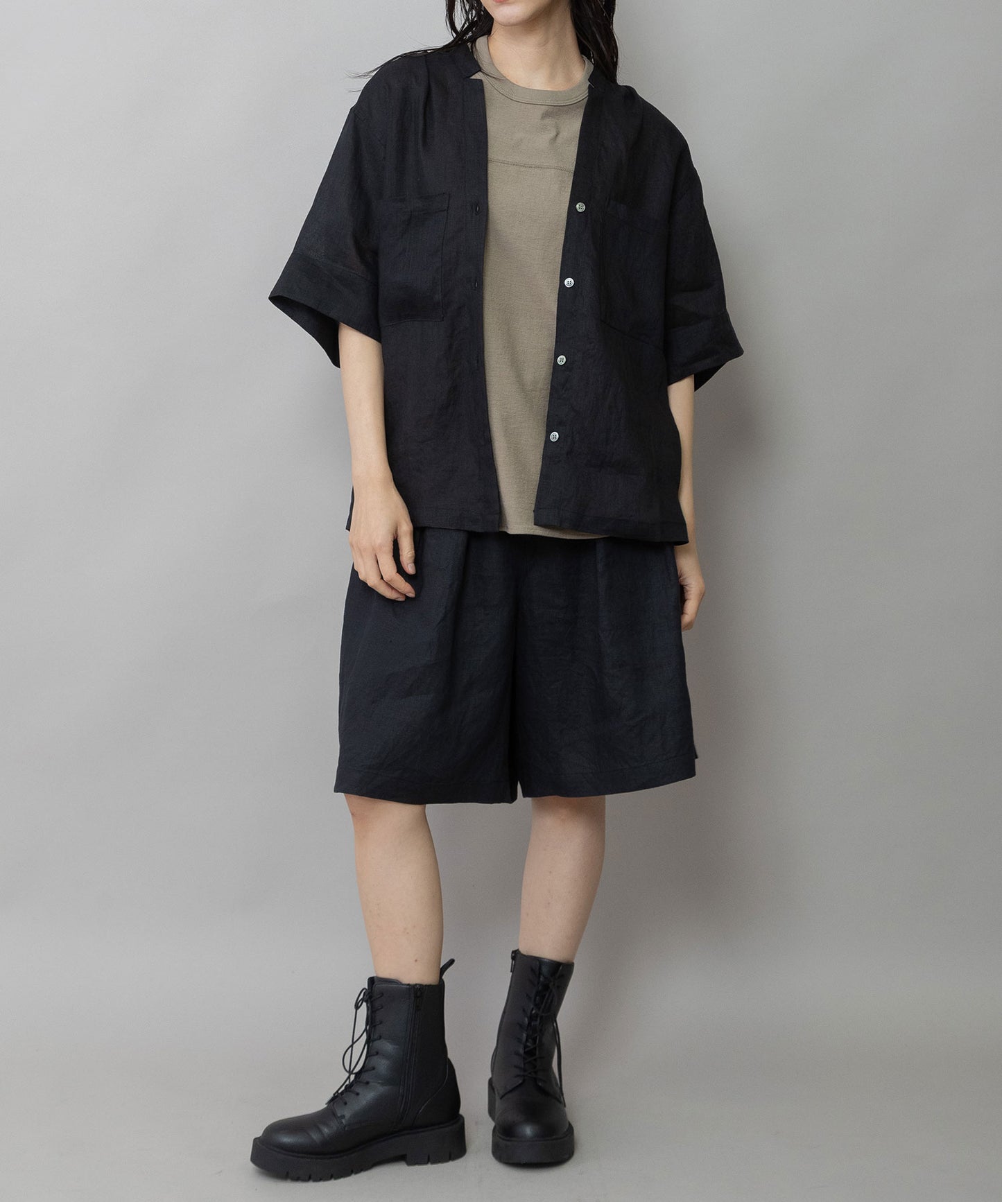 【吸水性】【発散性】40sフレンチリネンワイドハーフパンツ