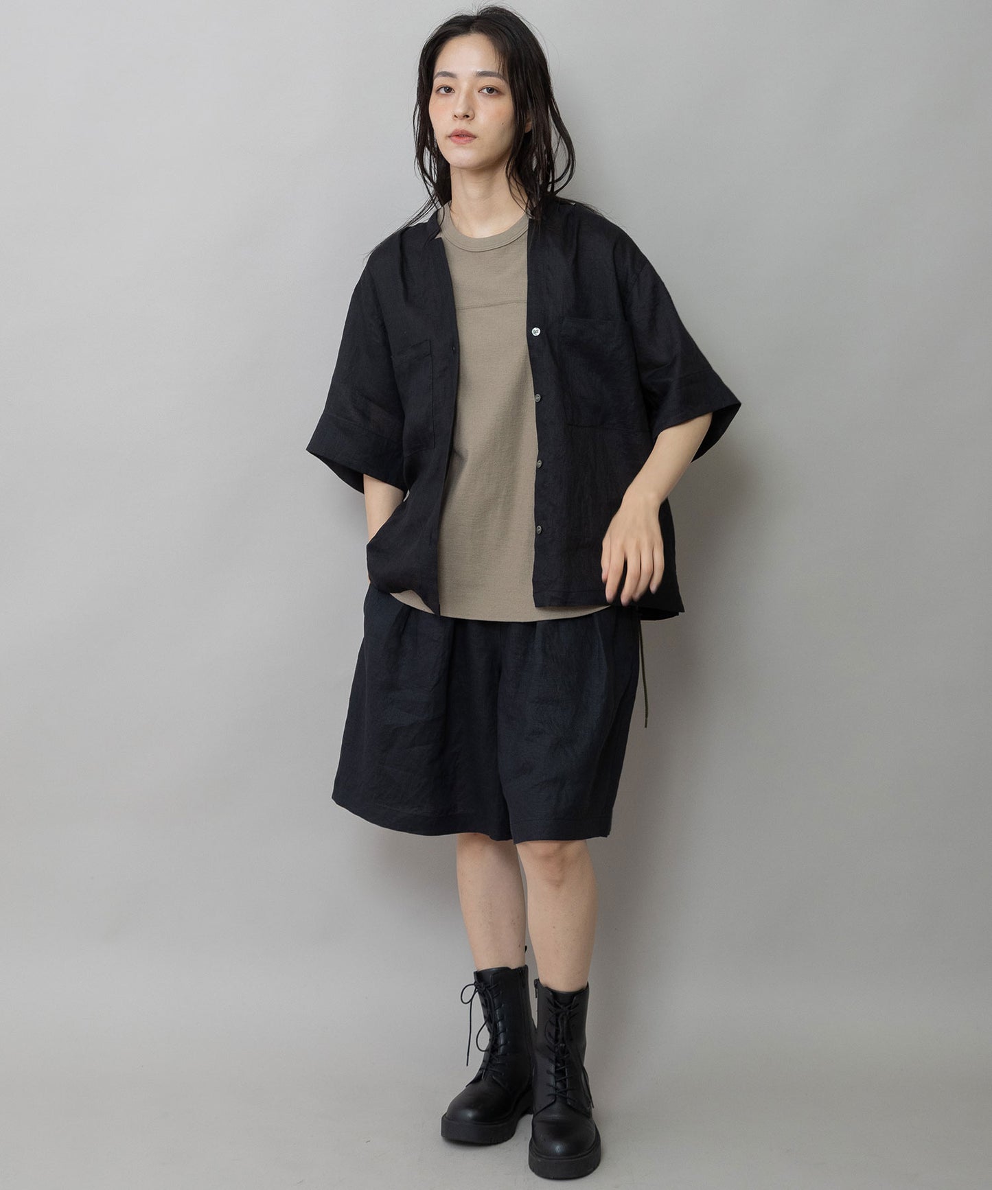 【吸水性】【発散性】60sフレンチリネンハーフスリーブシャツ