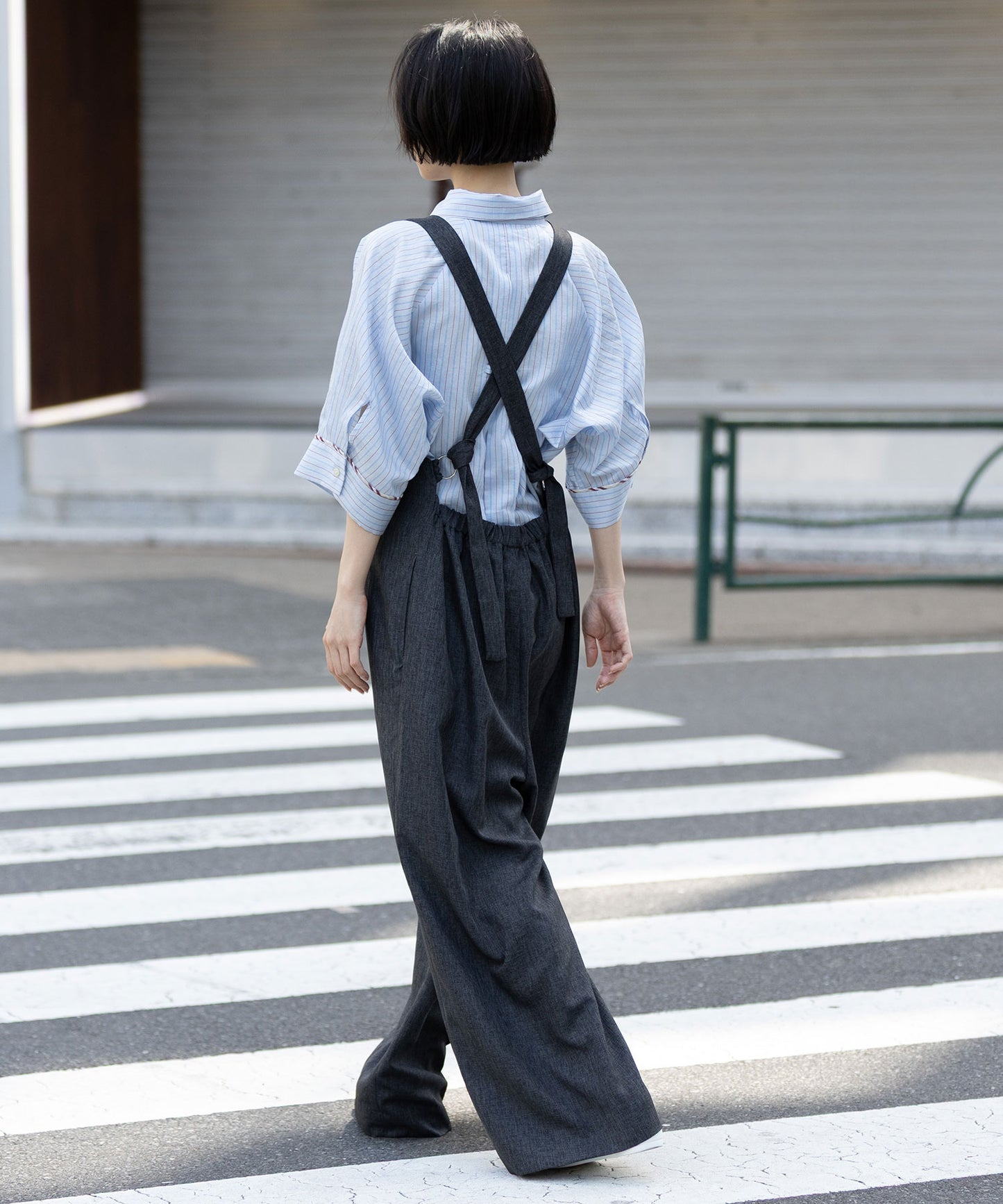 【ウォッシャブル】【防シワ】ツイード調ツイルコンビネゾン