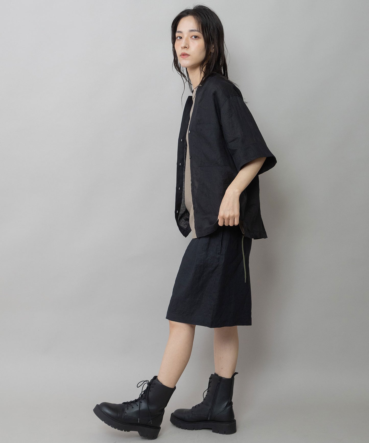 【吸水性】【発散性】60sフレンチリネンハーフスリーブシャツ