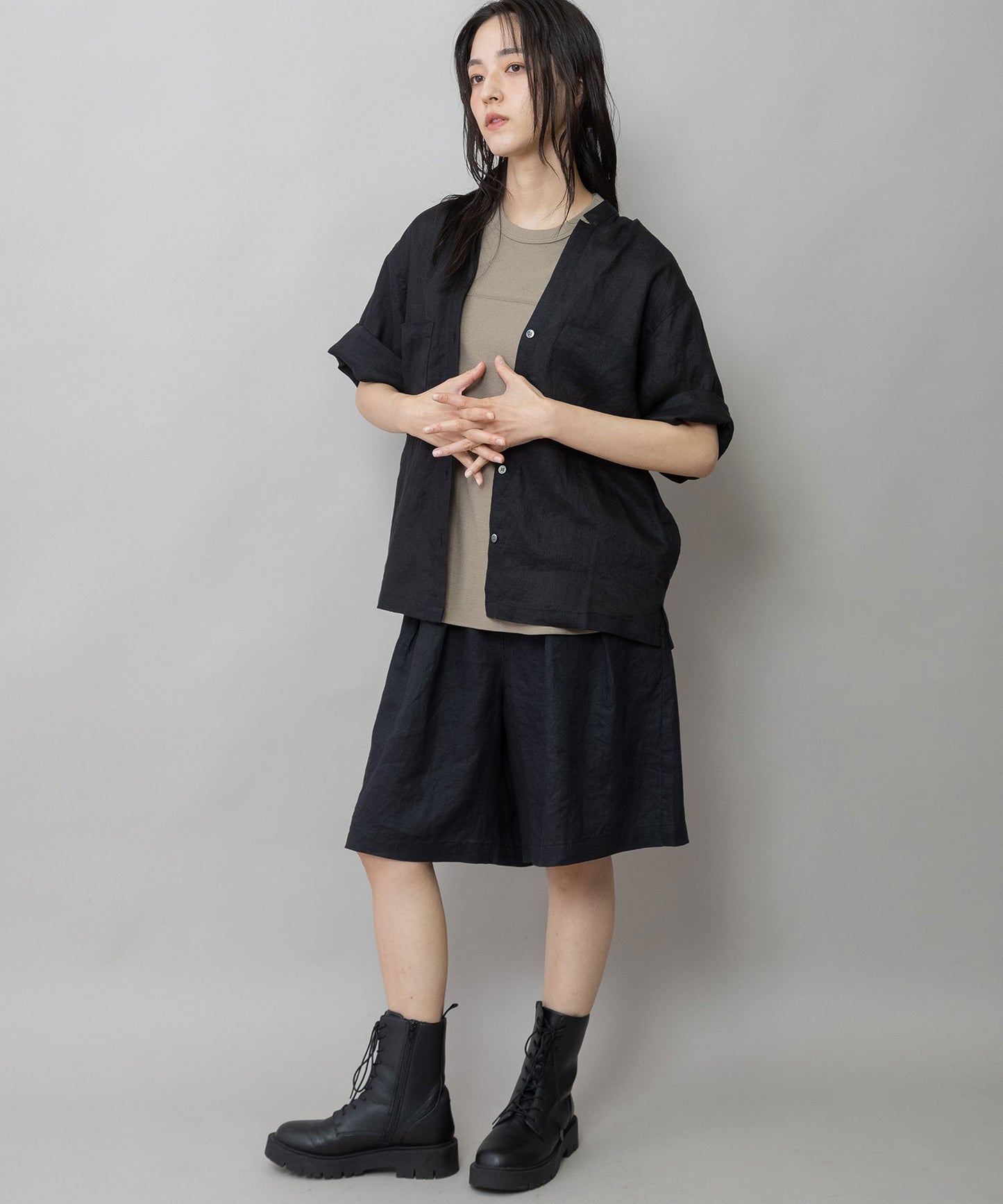 【吸水性】【発散性】60sフレンチリネンハーフスリーブシャツ