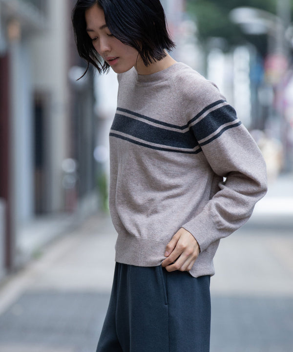 12GG天竺編みソフトニットラインプルオーバー