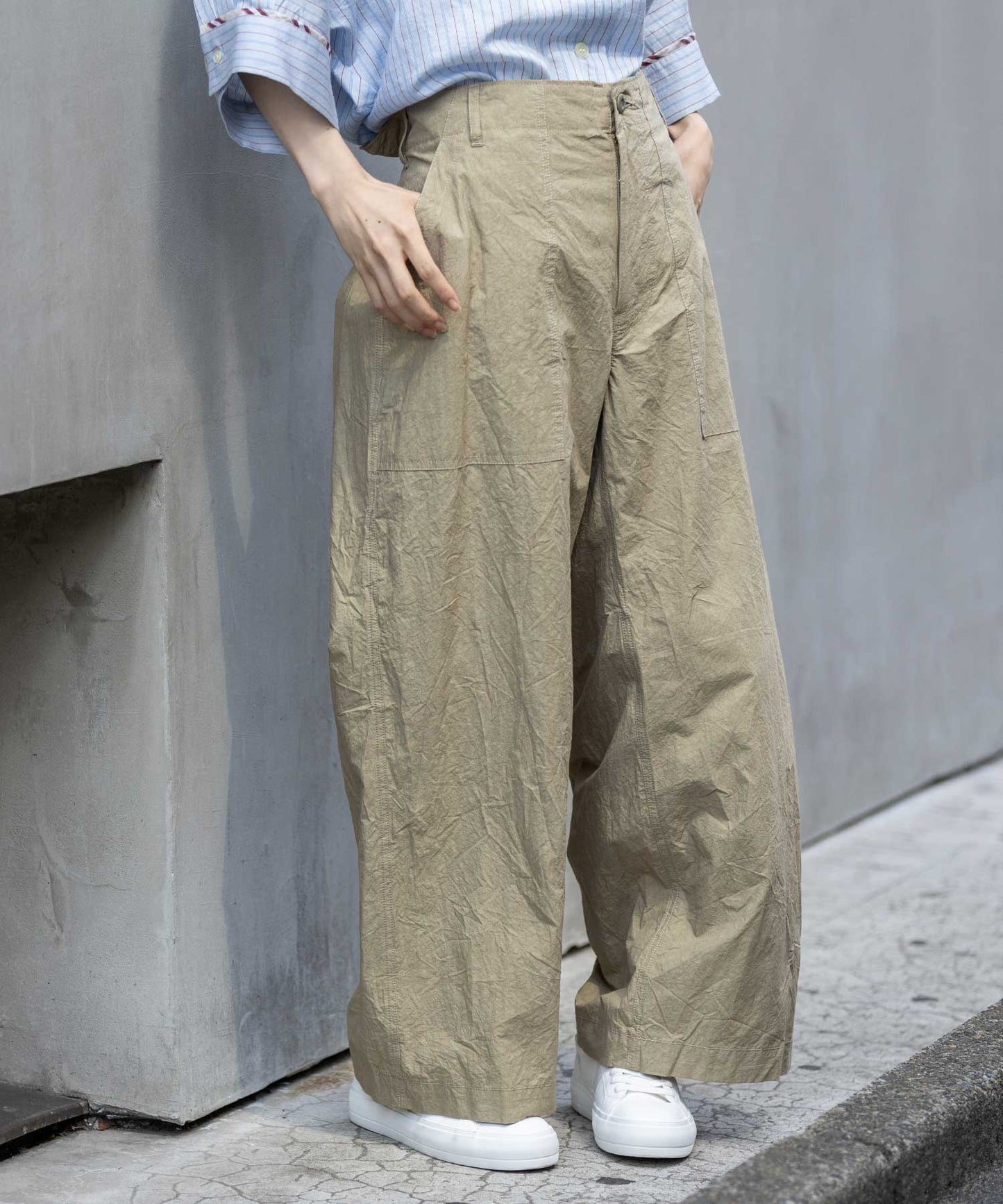 コットンリネンタイプライターベイカーパンツ