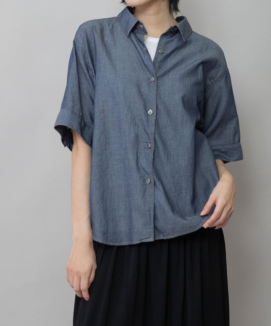 【速乾性】【通気性】2.25ozシアーデニムバックシャーリングカラーシャツ