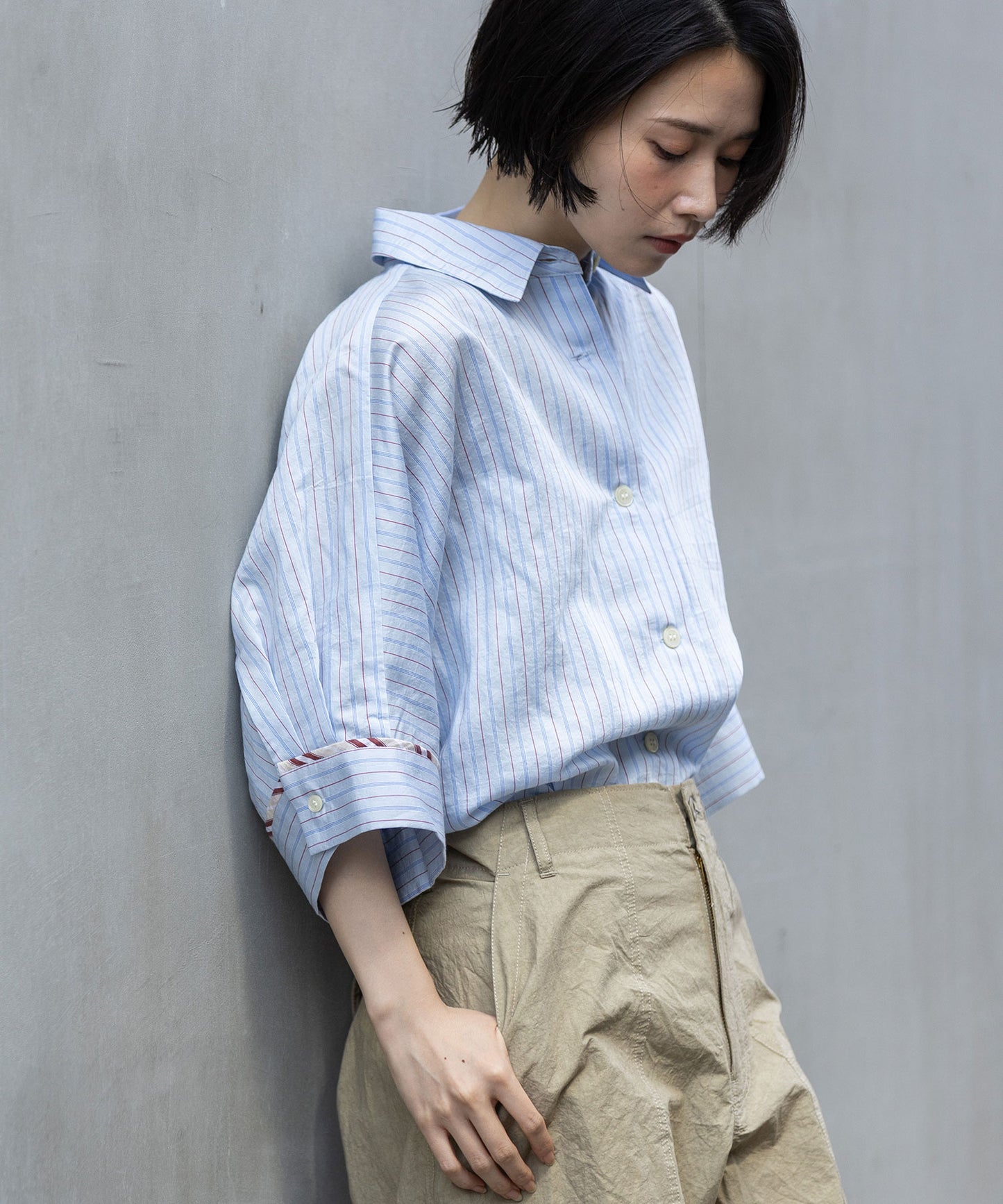 【Turkey】 ストライプハーフスリーブシャツ