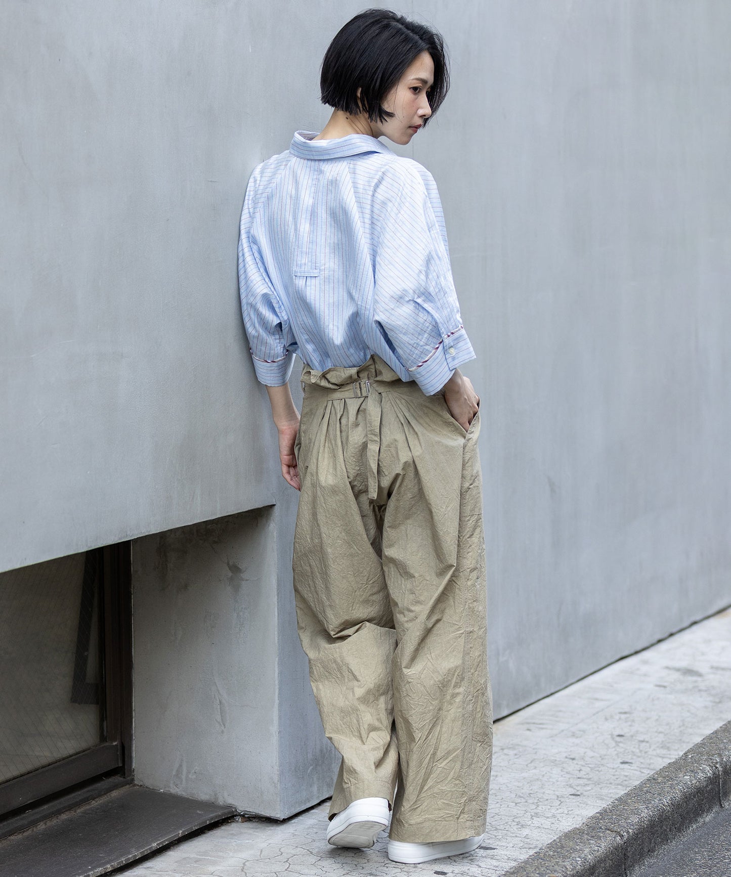 コットンリネンタイプライターベイカーパンツ