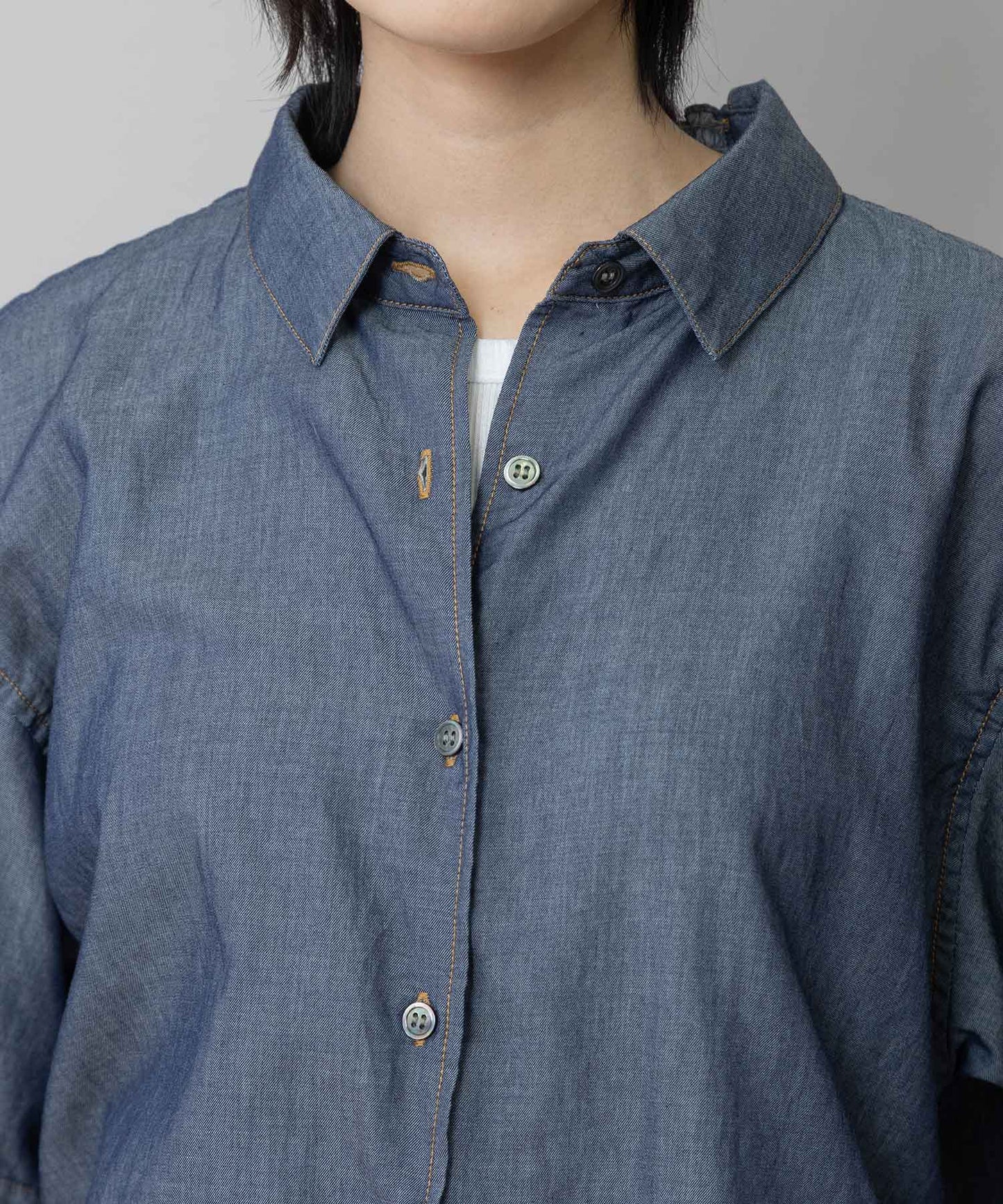 【速乾性】【通気性】2.25ozシアーデニムバックシャーリングカラーシャツ