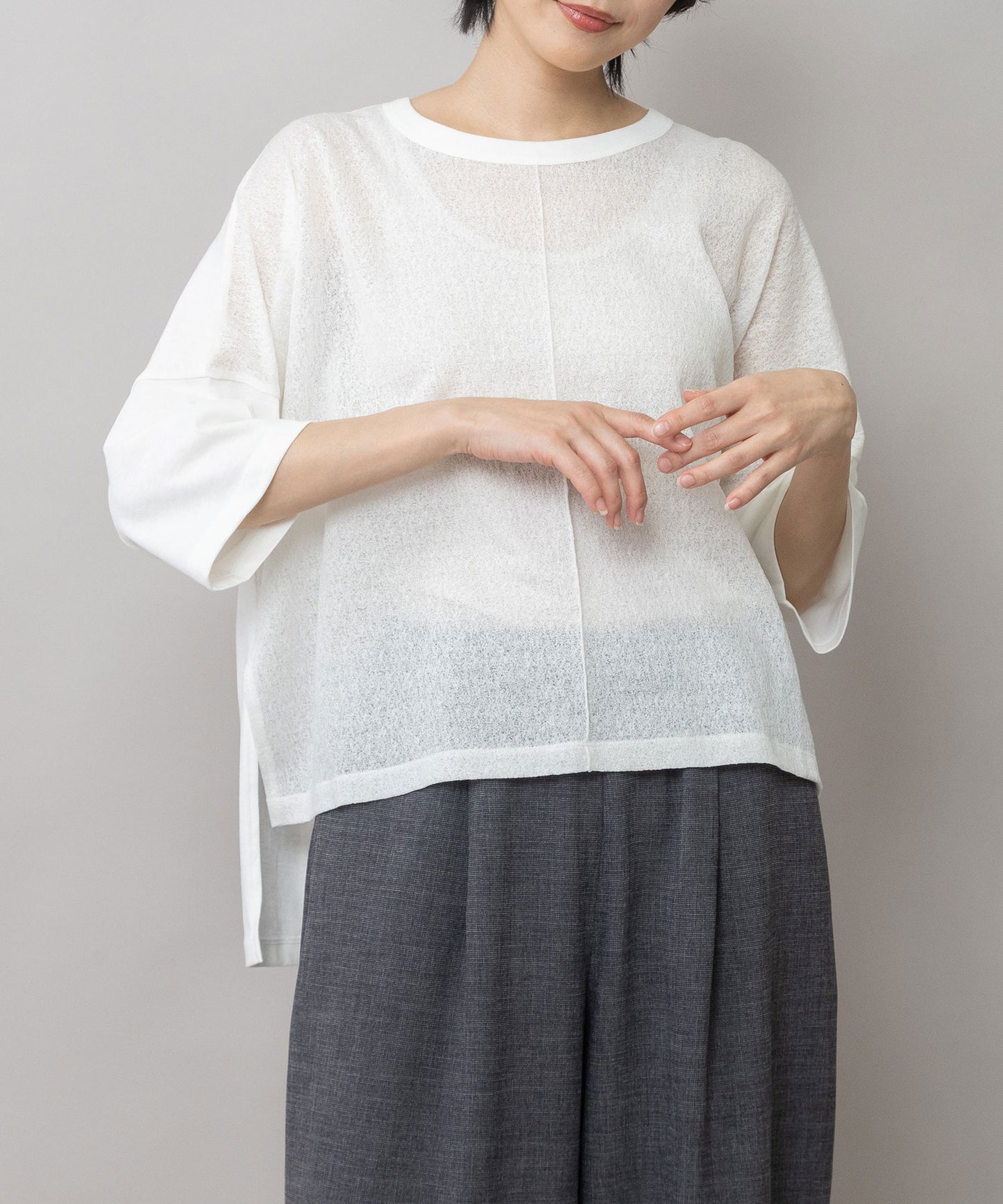 コットンレーシージャガード×ジャージ ワイドTシャツ