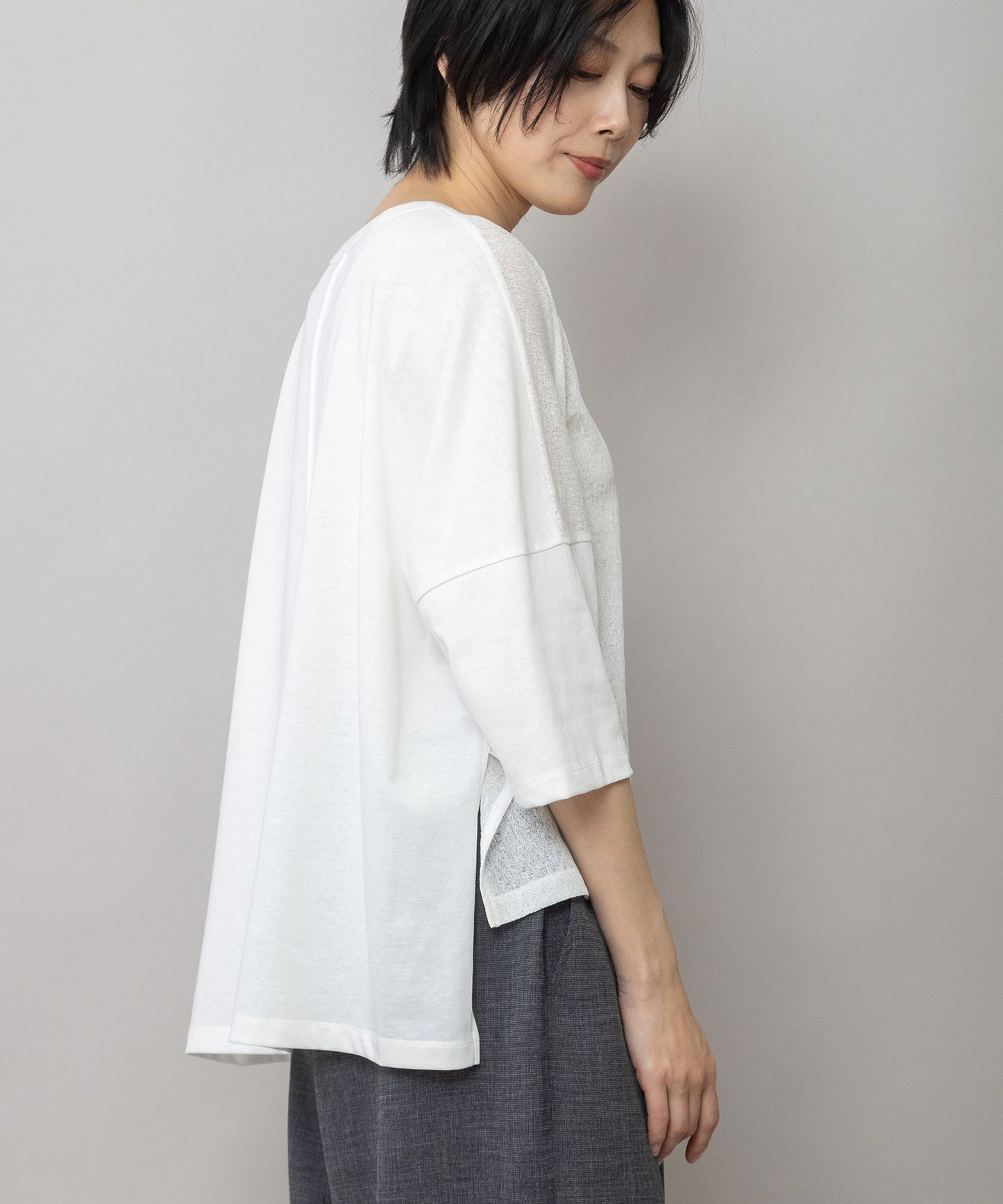 コットンレーシージャガード×ジャージ ワイドTシャツ