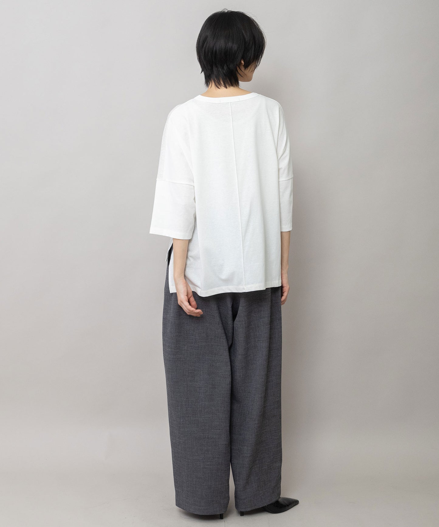 コットンレーシージャガード×ジャージ ワイドTシャツ