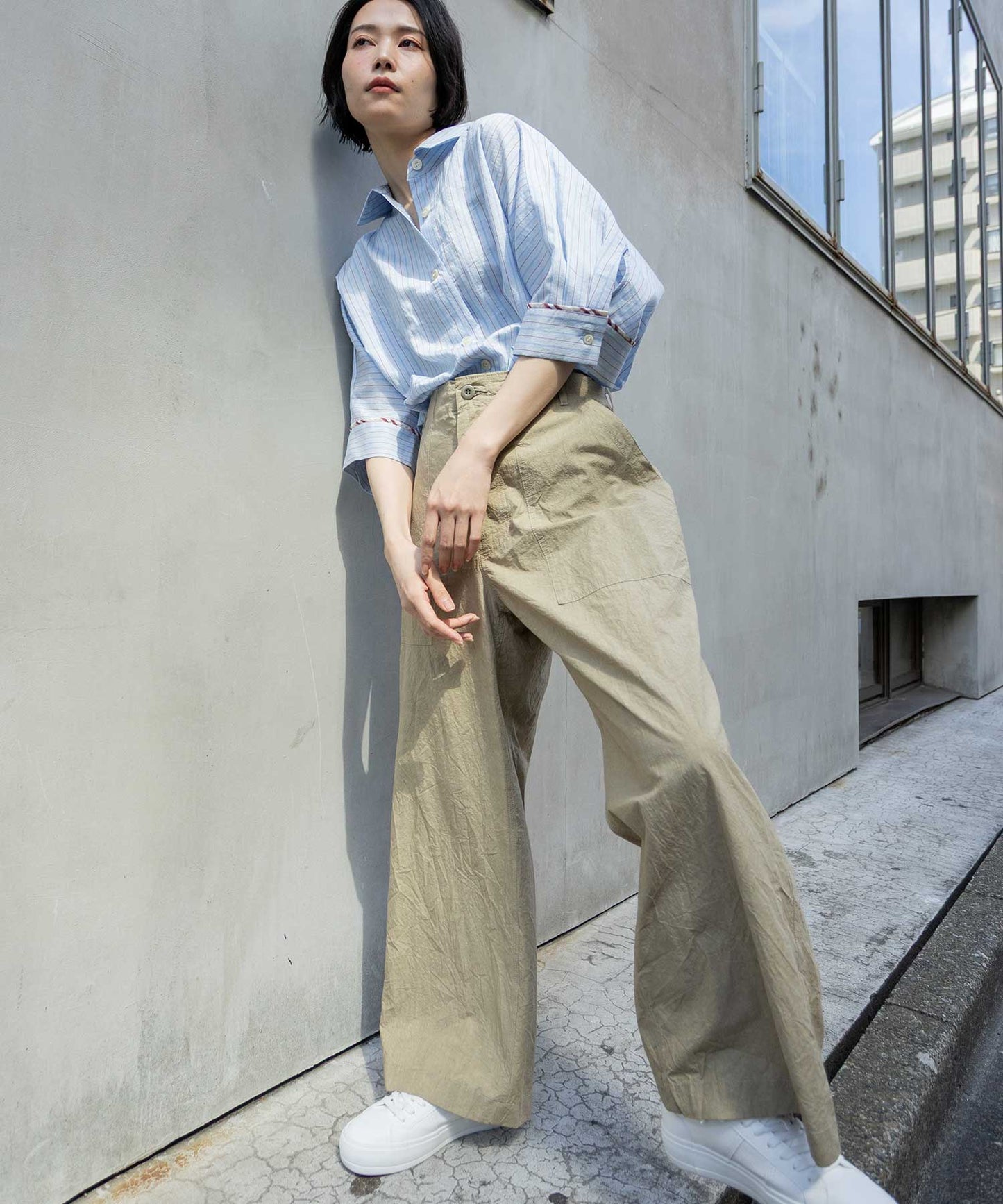 コットンリネンタイプライターベイカーパンツ