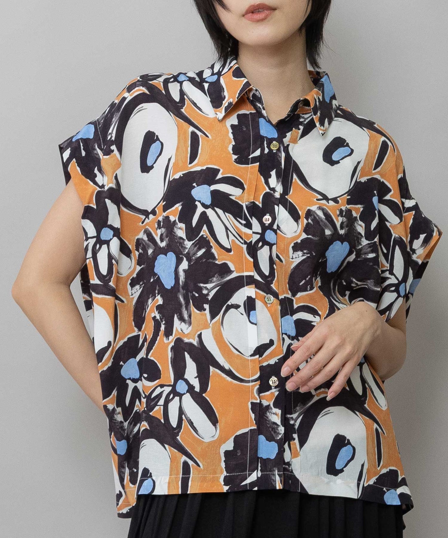 【Turkey】イペカプリントタックブラウス