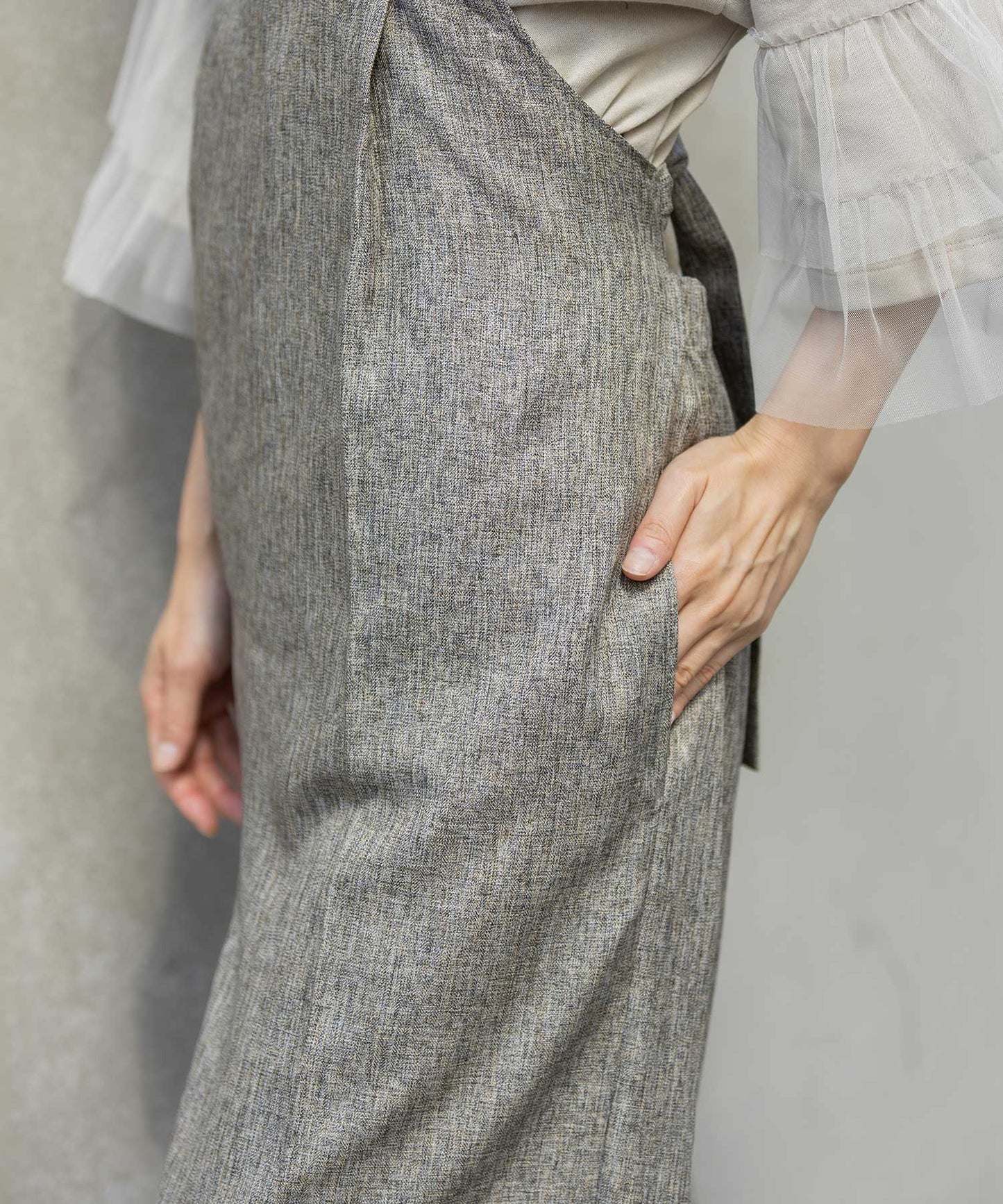 【ウォッシャブル】【防シワ】ツイード調ツイルコンビネゾン