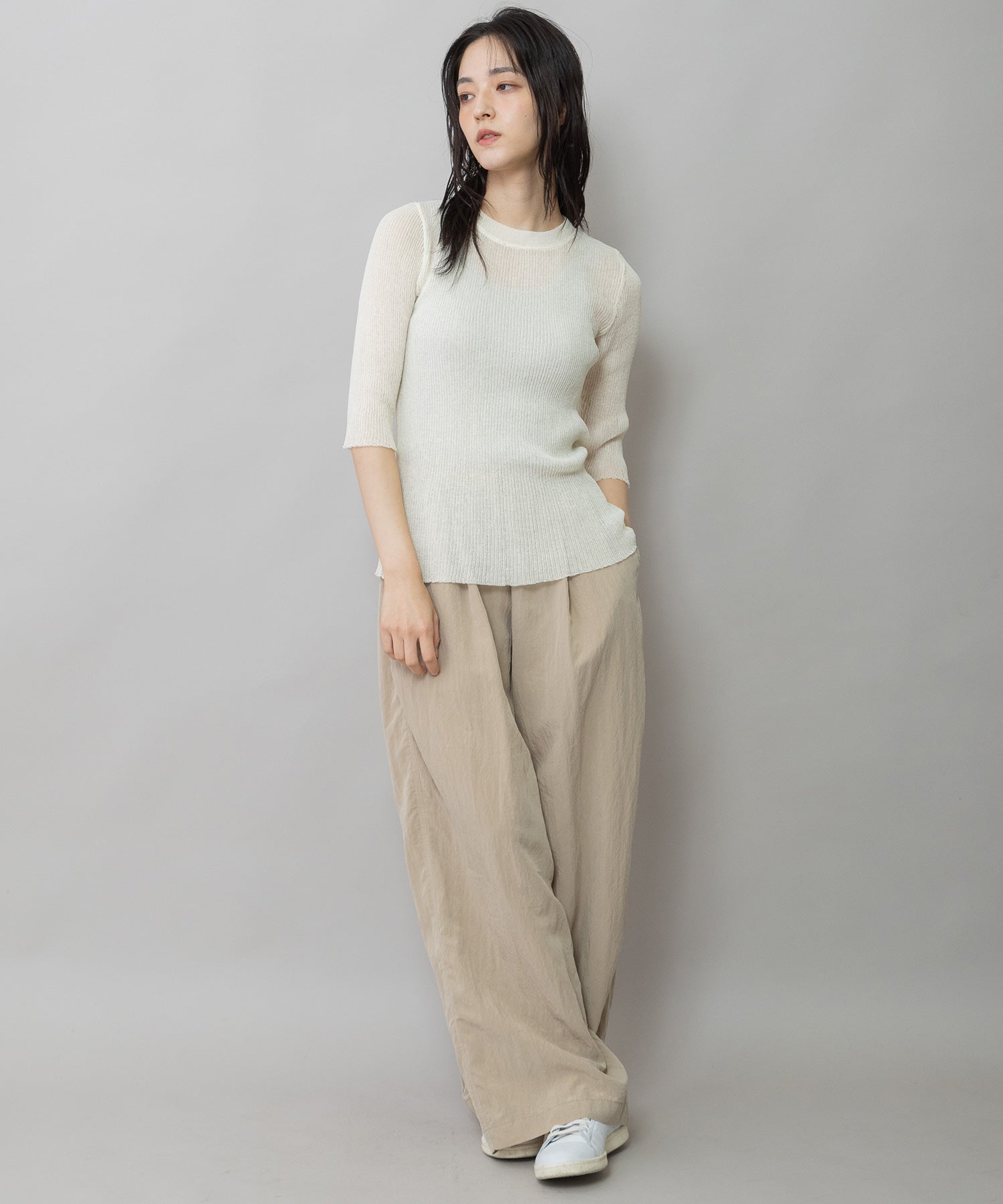 シアーニットリブハーフスリーブプルオーバー – Munich web shop