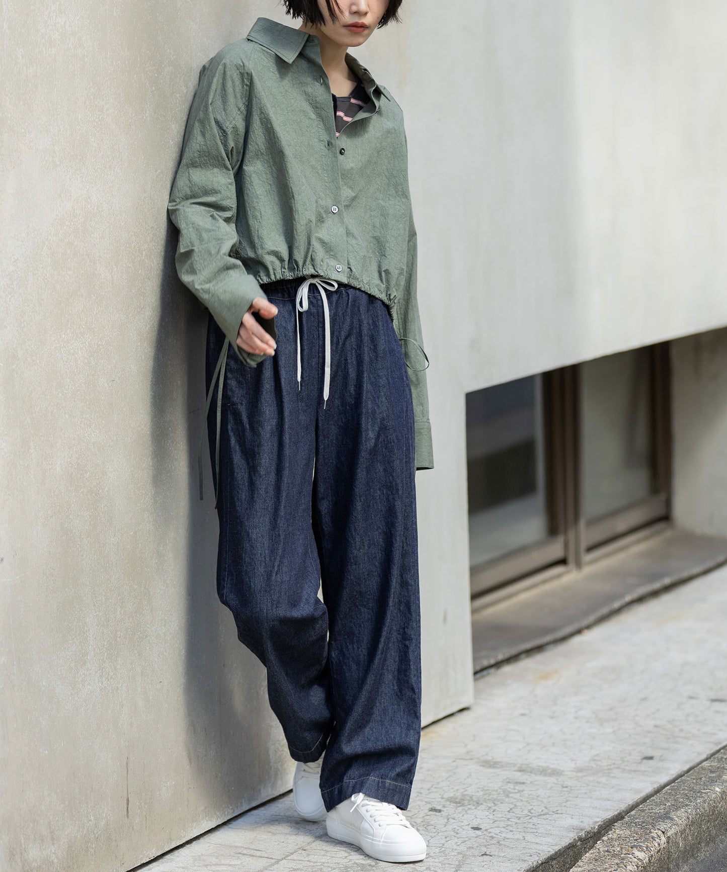 コットンリネンタイプライタークロップドシャツ