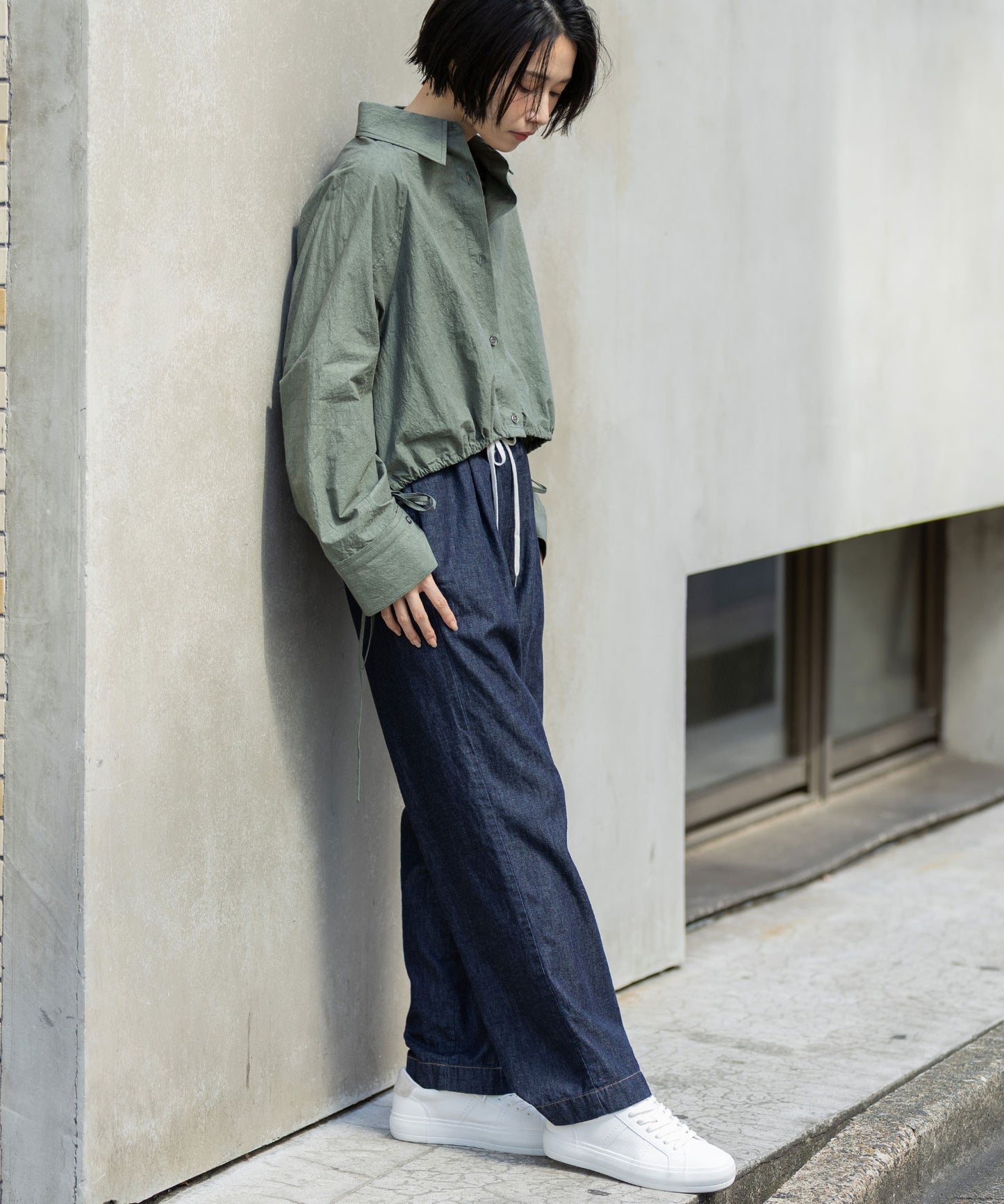 コットンリネンタイプライタークロップドシャツ