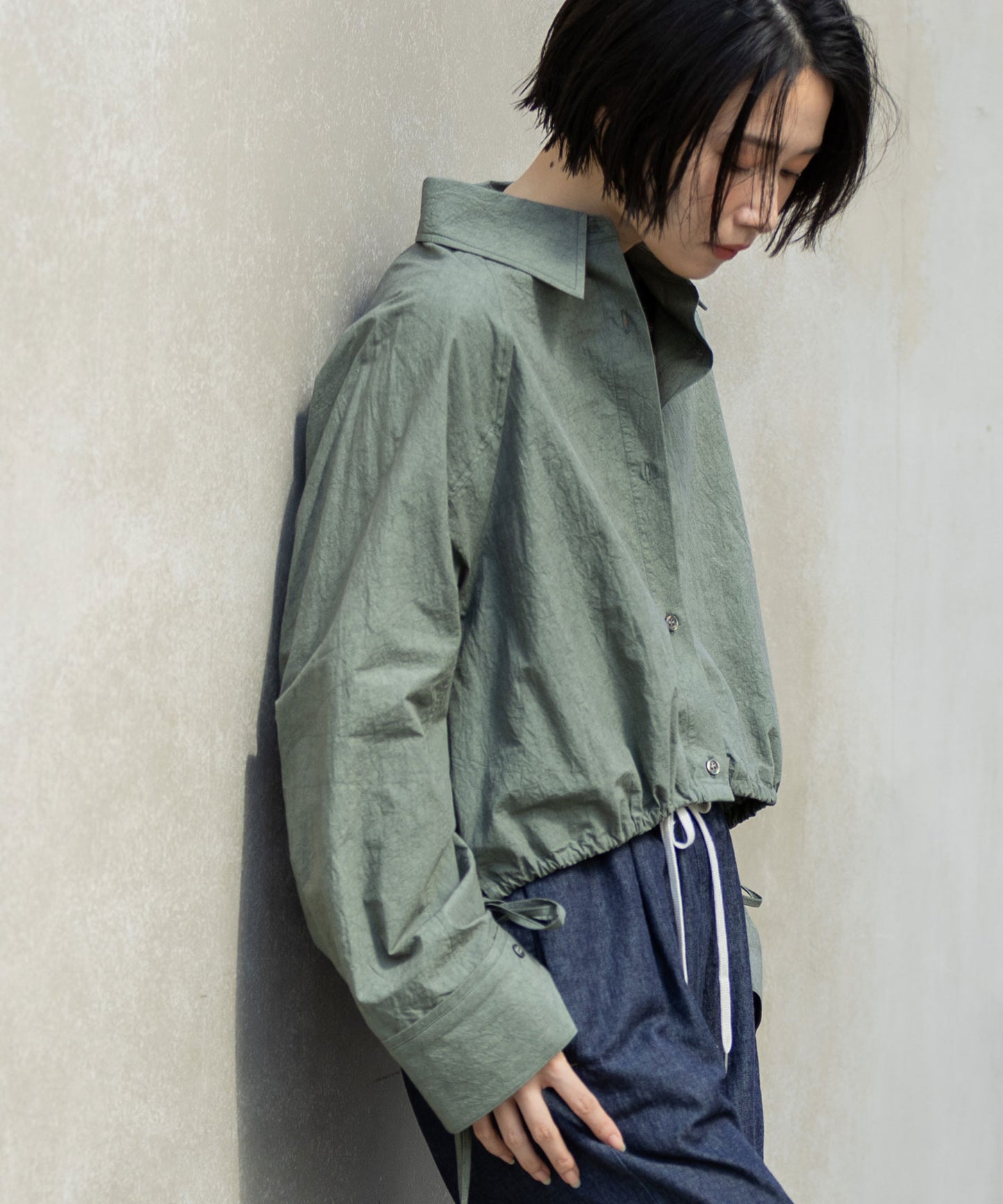 コットンリネンタイプライタークロップドシャツ