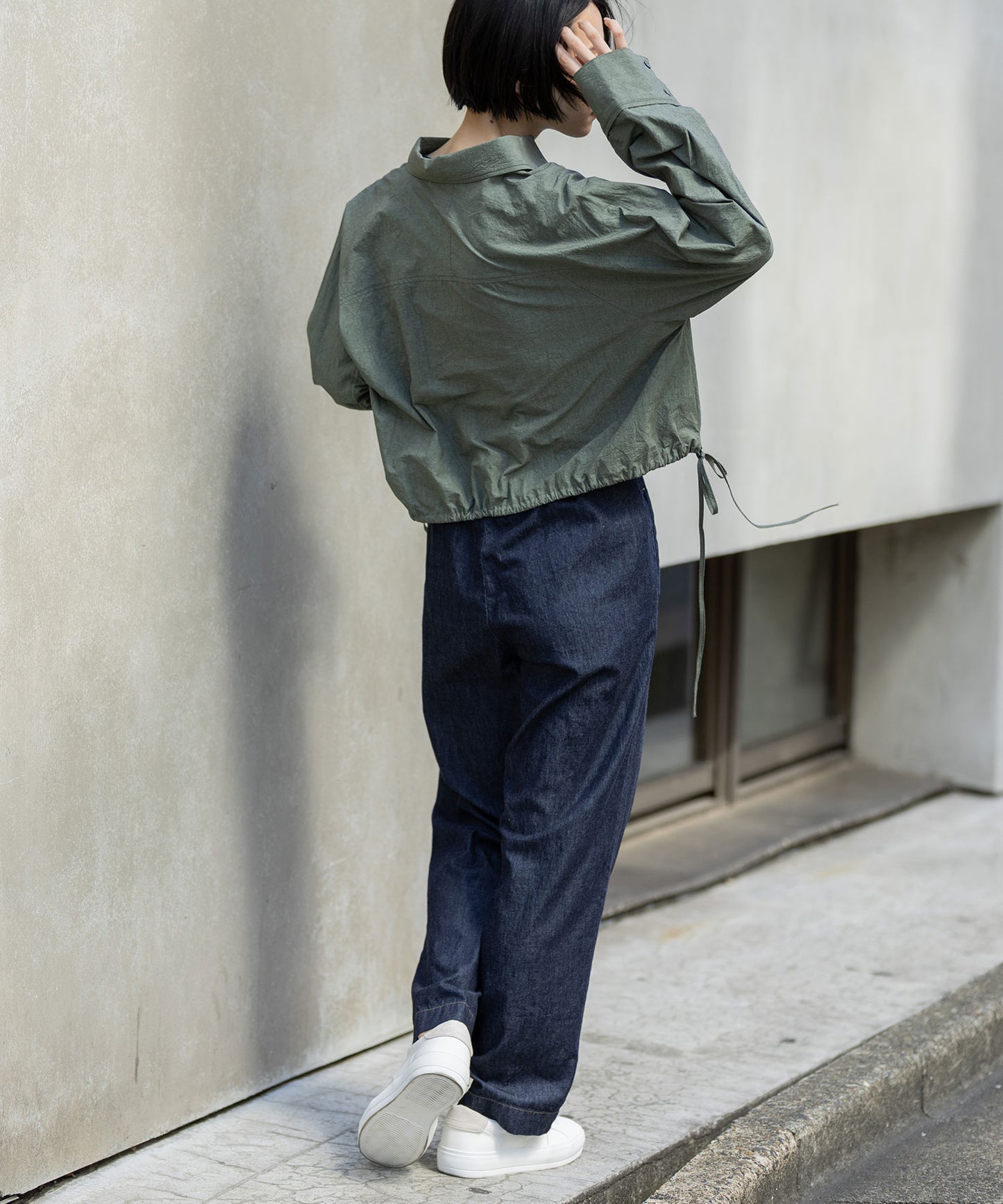 コットンリネンタイプライタークロップドシャツ