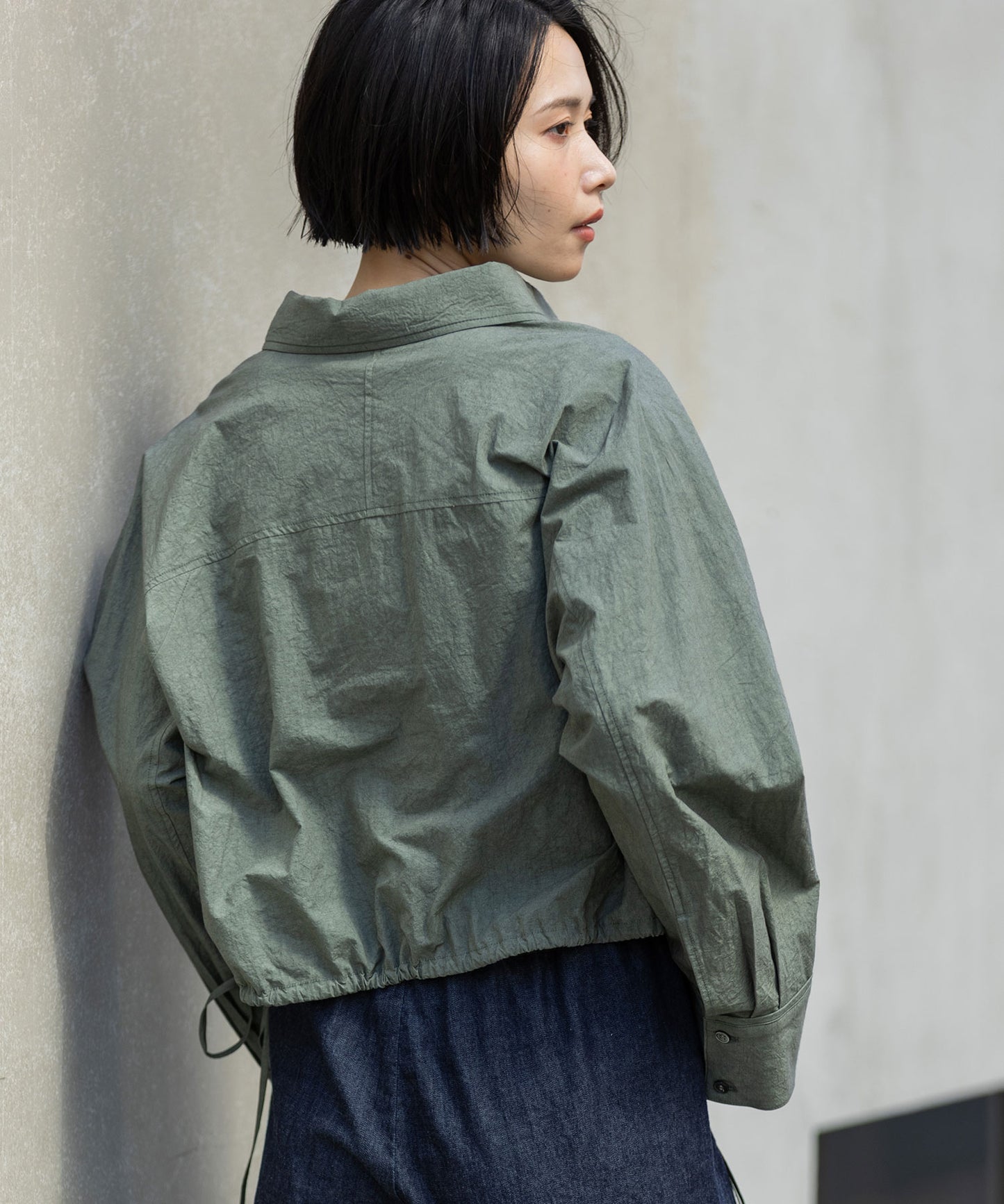 コットンリネンタイプライタークロップドシャツ