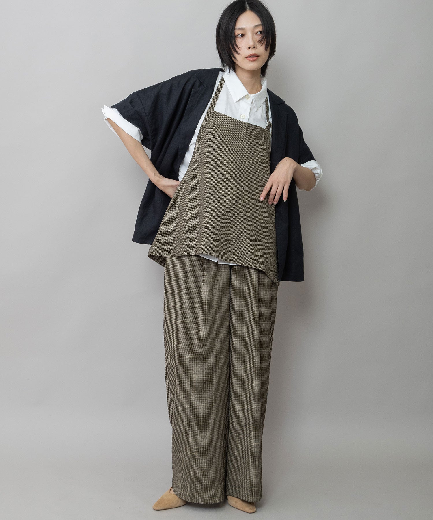 吸水性】【発散性】40sフレンチリネンハーフスリーブジャケット