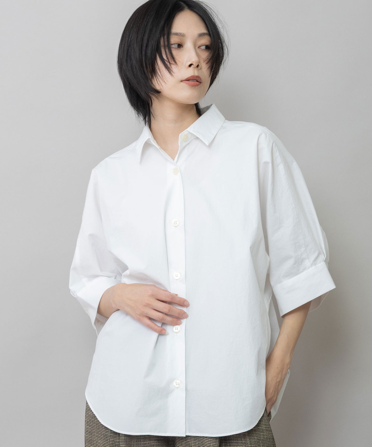 オーガニックコットンタイプライターハーフスリーブシャツ