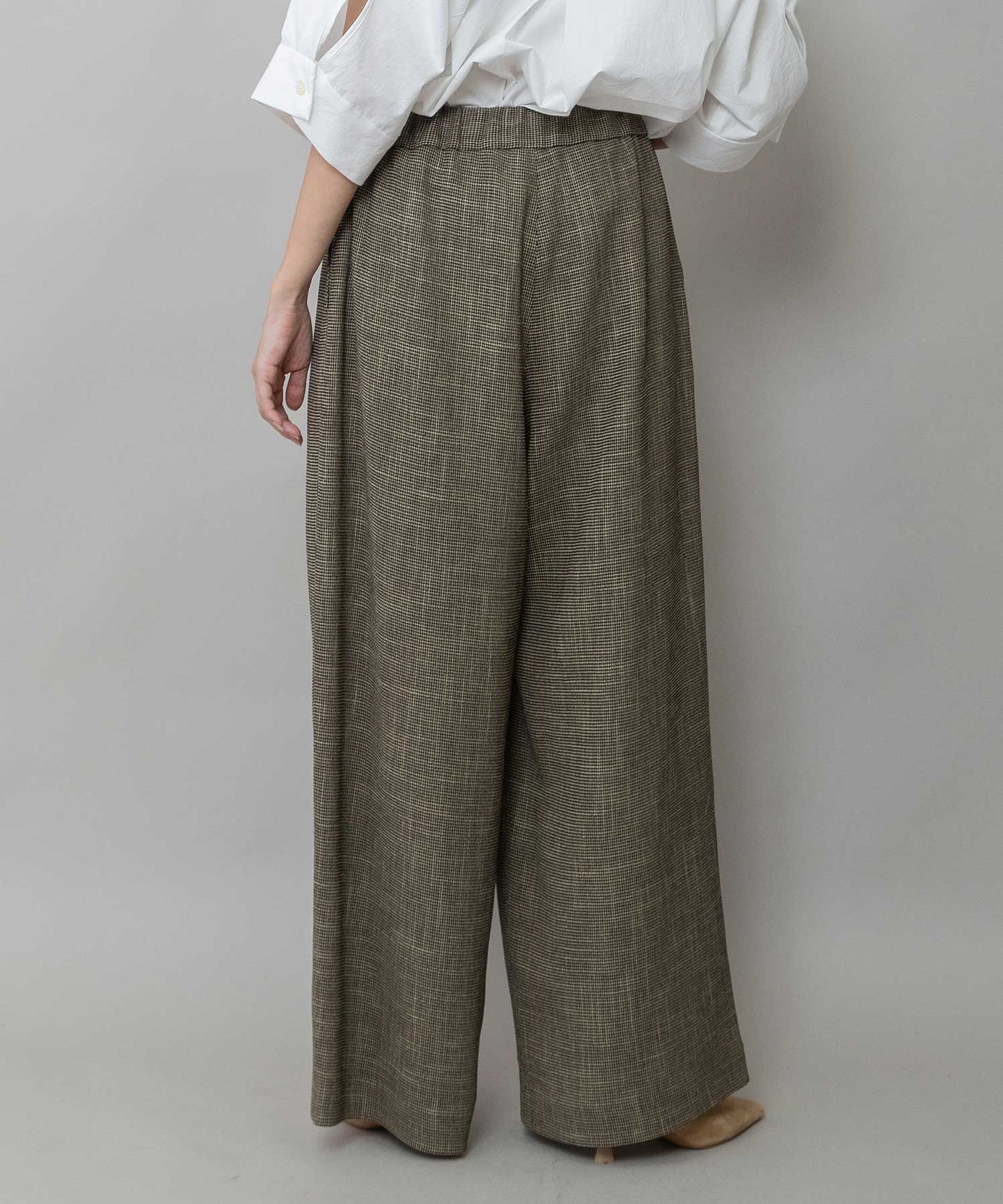 【吸水・速乾性】ポリエステルレーヨンカラミ織りワイドパンツ