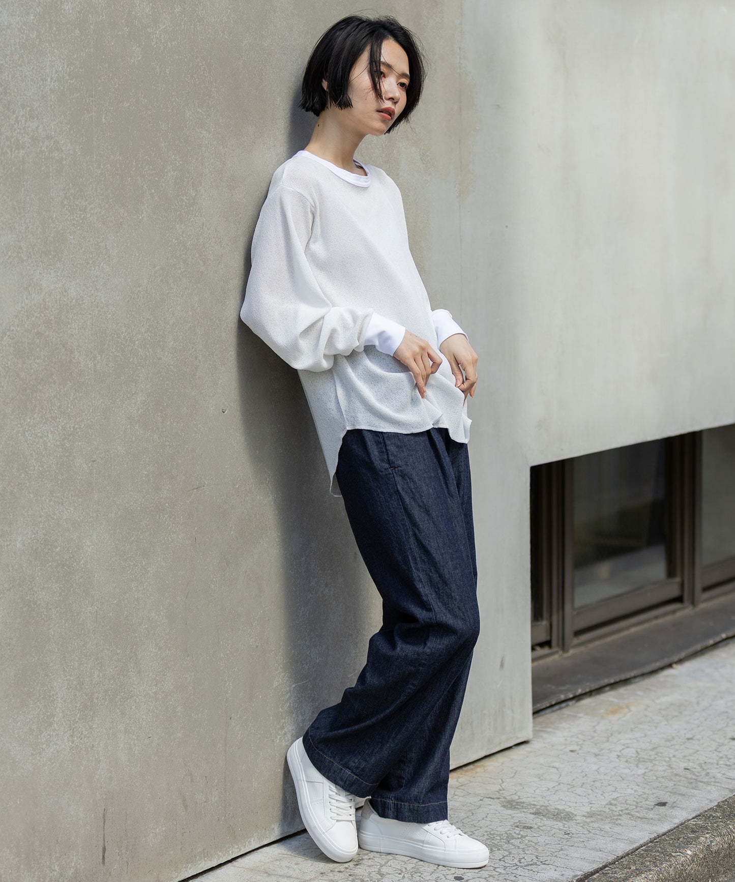 【速乾性】シアーワッフルバックヘンリーネックプルオーバー