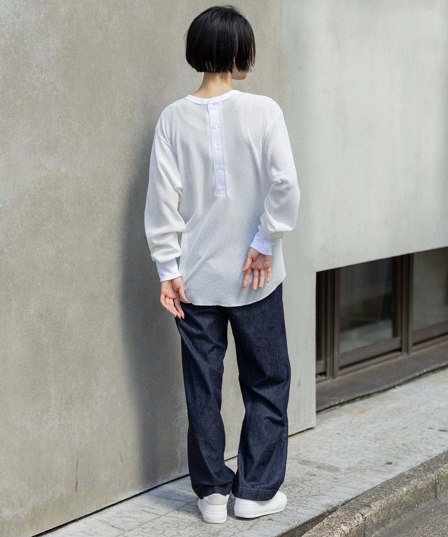 【速乾性】シアーワッフルバックヘンリーネックプルオーバー