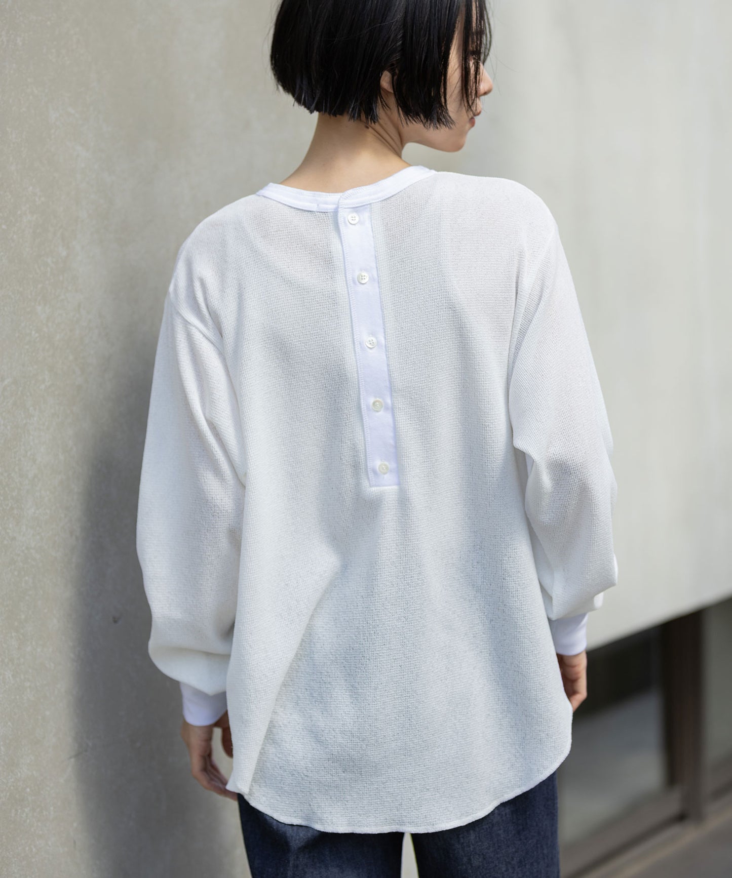 【速乾性】シアーワッフルバックヘンリーネックプルオーバー