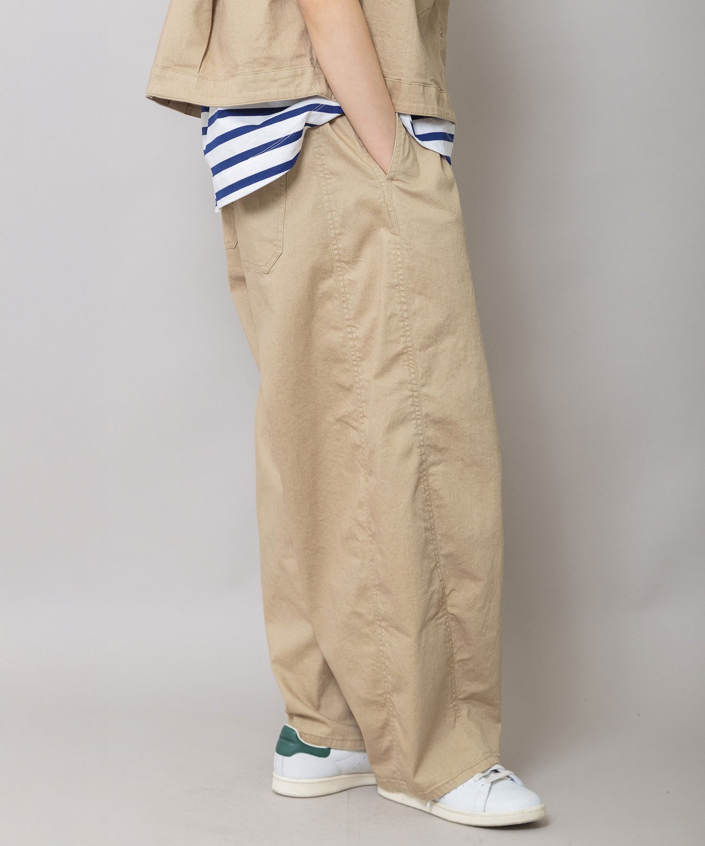 ダスティー加工ライトデニムビッグペインターパンツ
