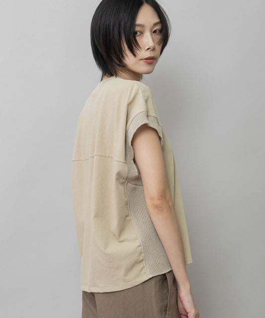 【接触冷感】ヴィンテージジャージ×ニットリブプルオーバー