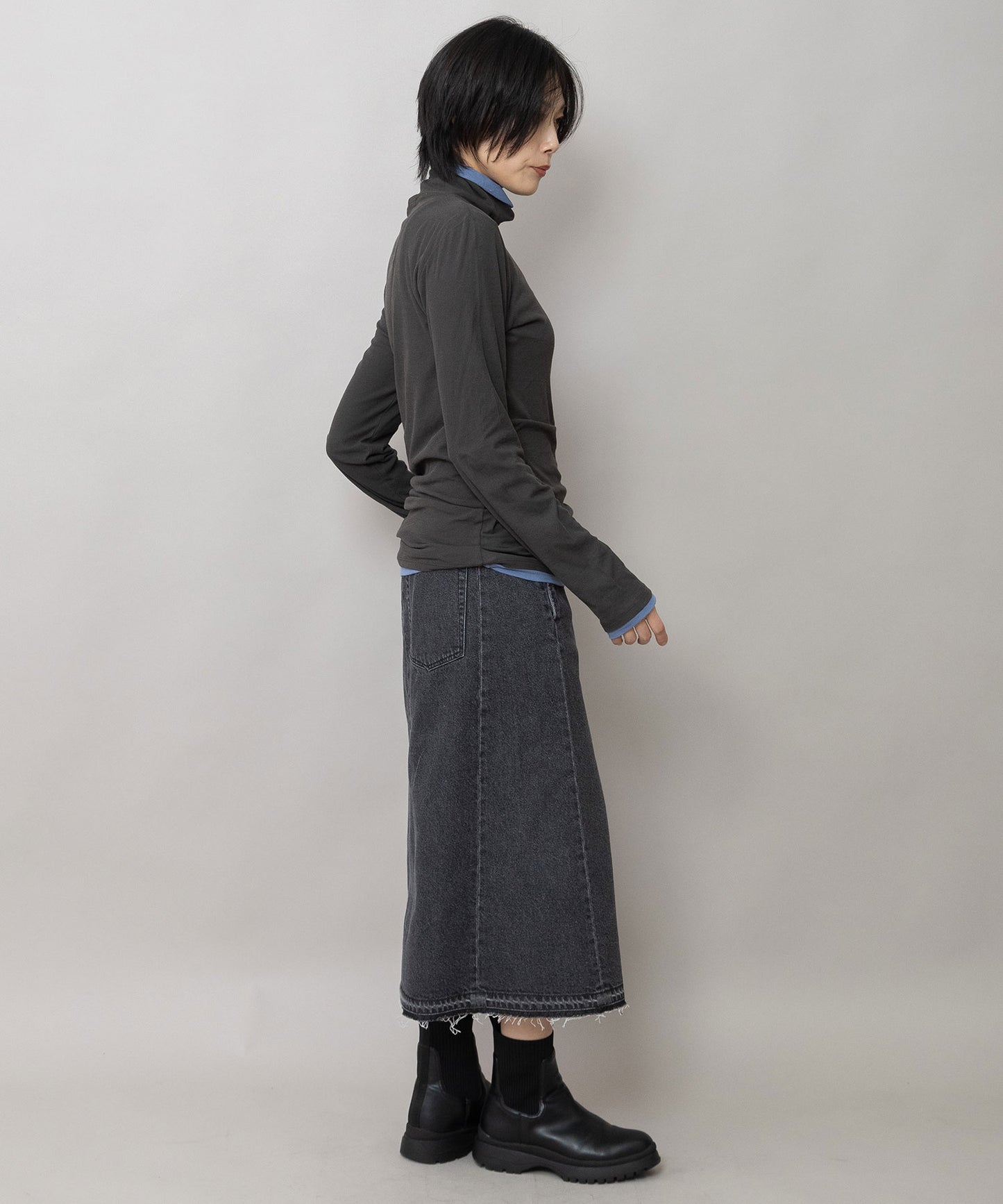 【定番】シアーストレッチリブタートルネックプルオーバー
