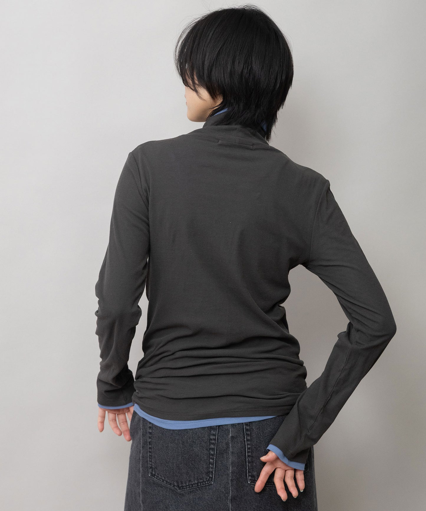 【定番】シアーストレッチリブタートルネックプルオーバー