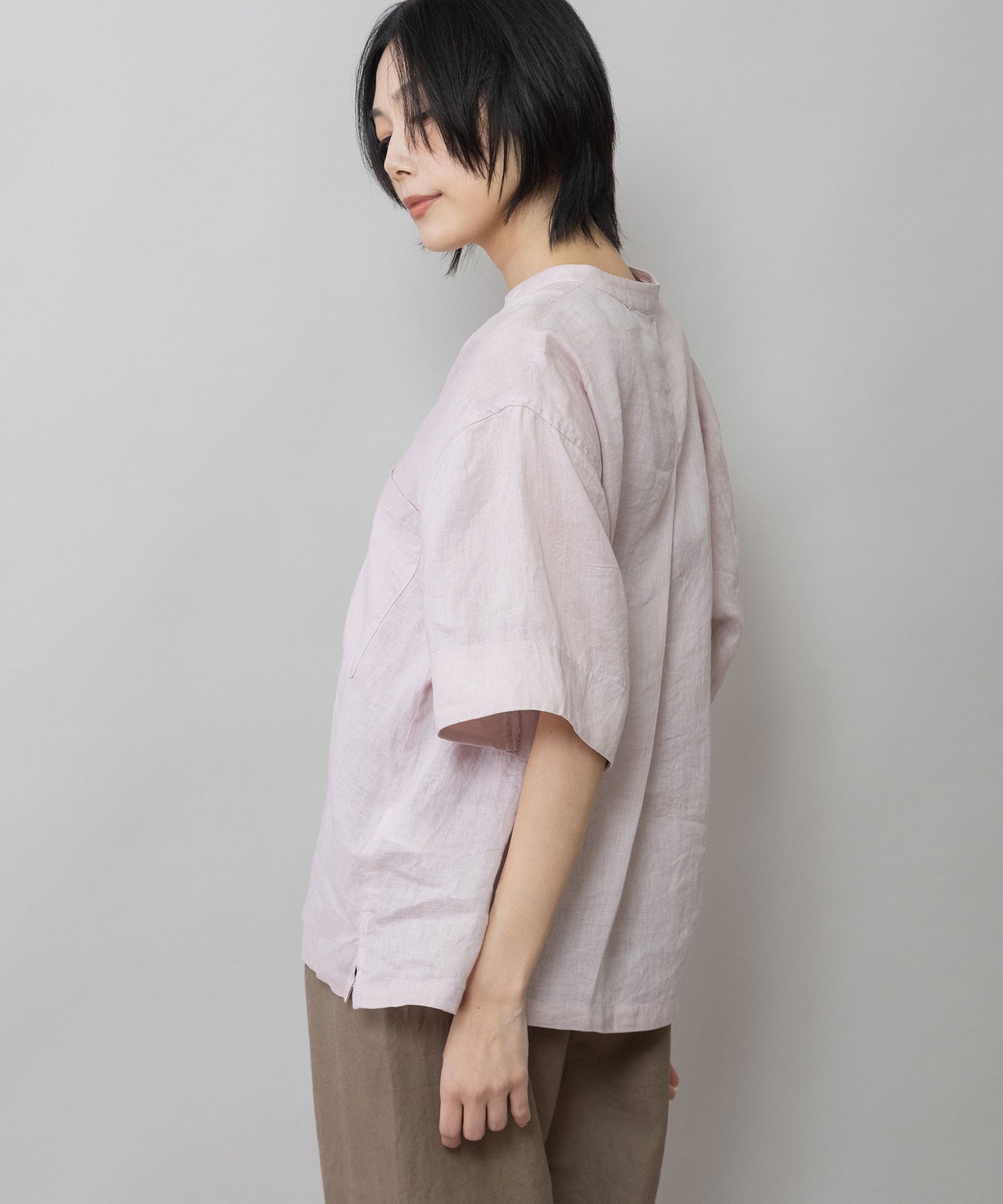 【吸水性】【発散性】60sフレンチリネンハーフスリーブシャツ
