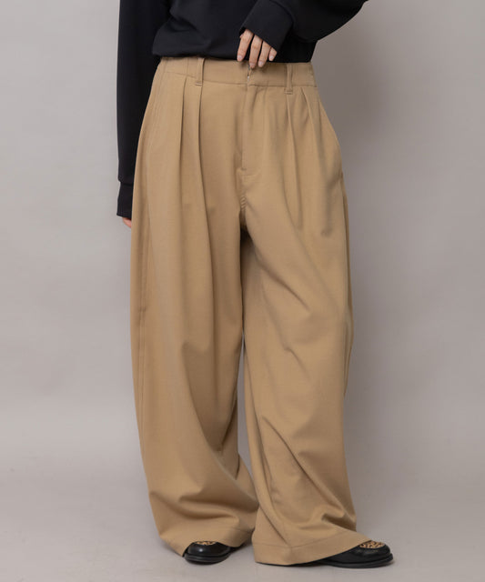 スポンジフランネル タックバレルパンツ