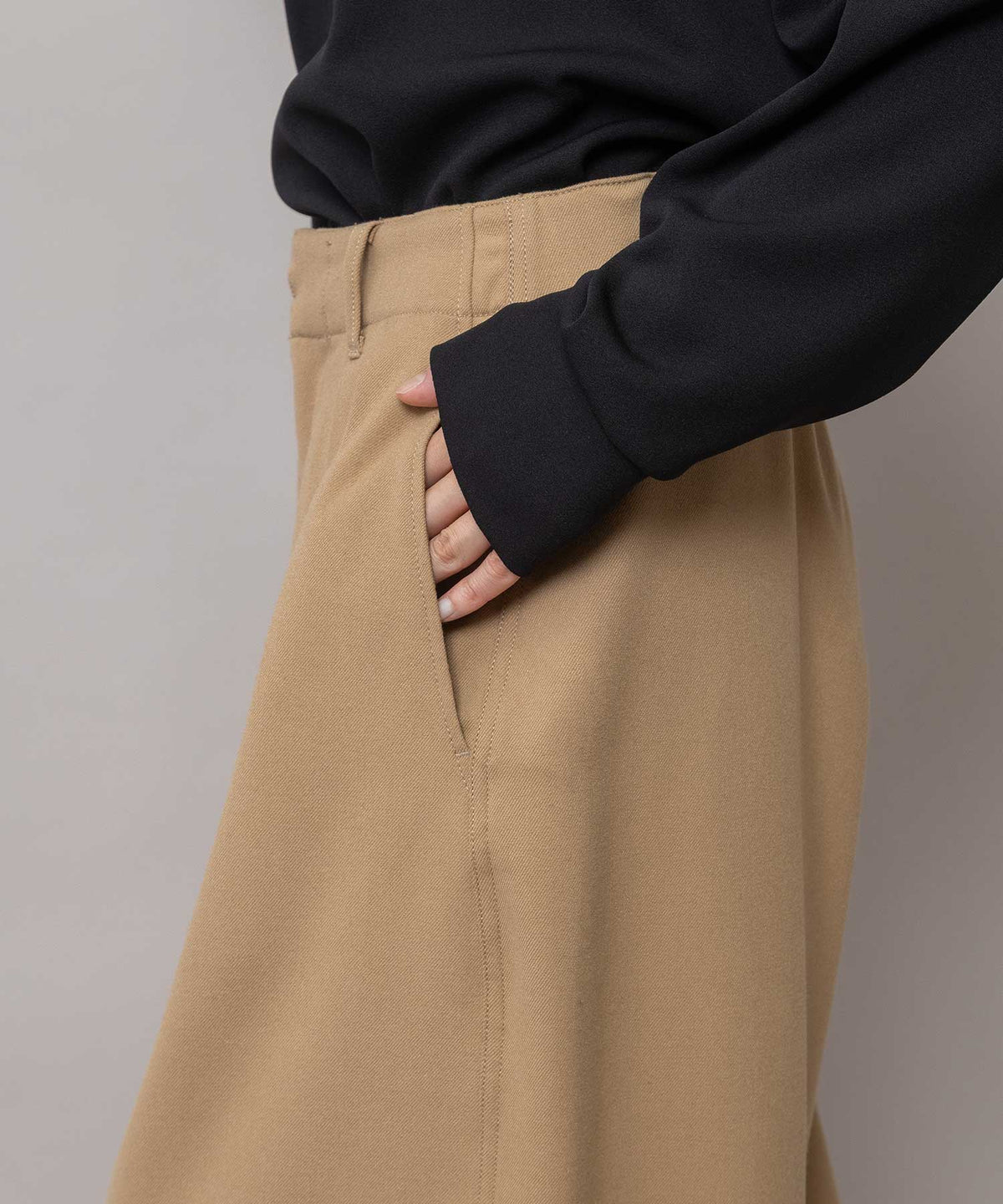 スポンジフランネル タックバレルパンツ