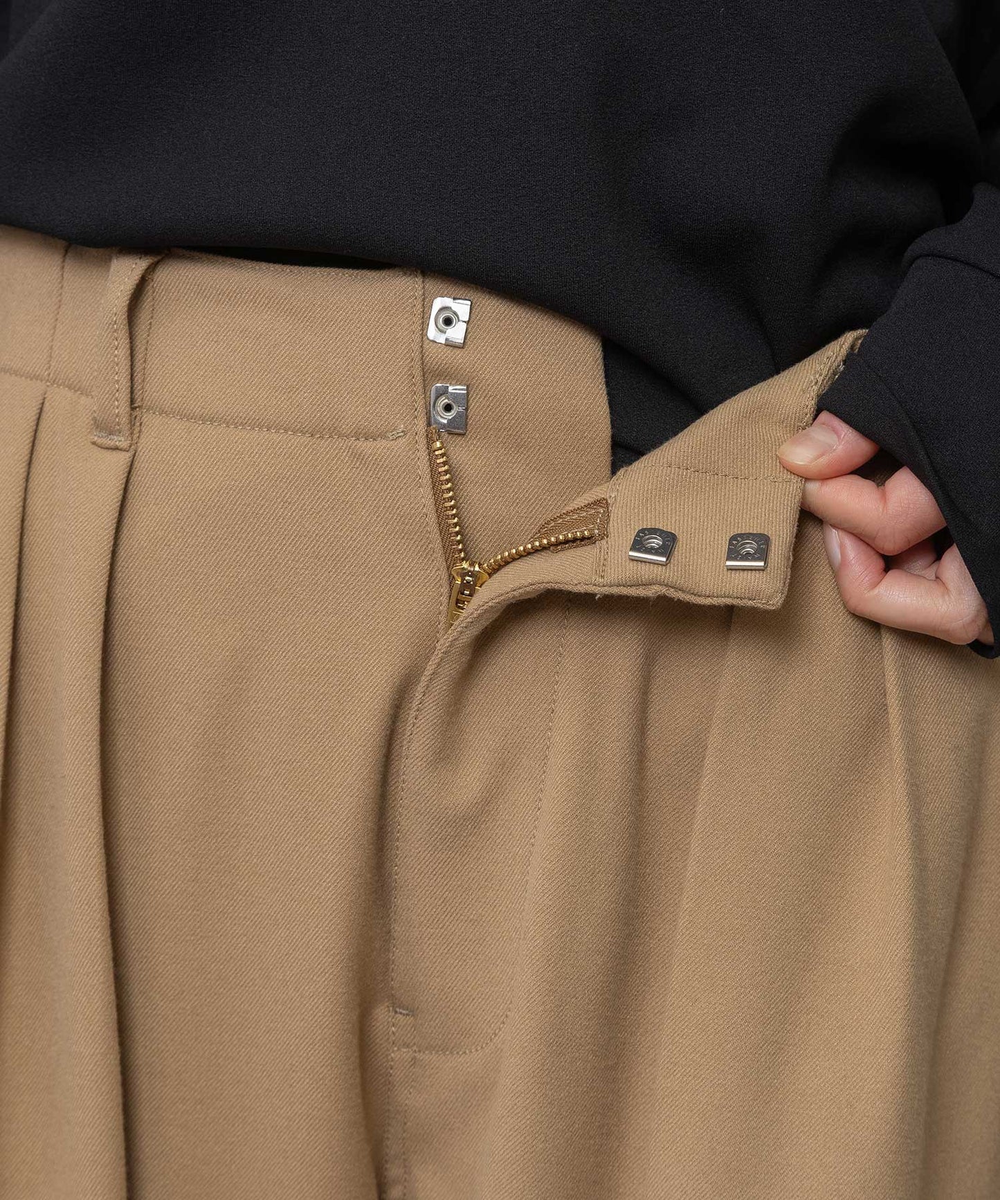 スポンジフランネル タックバレルパンツ