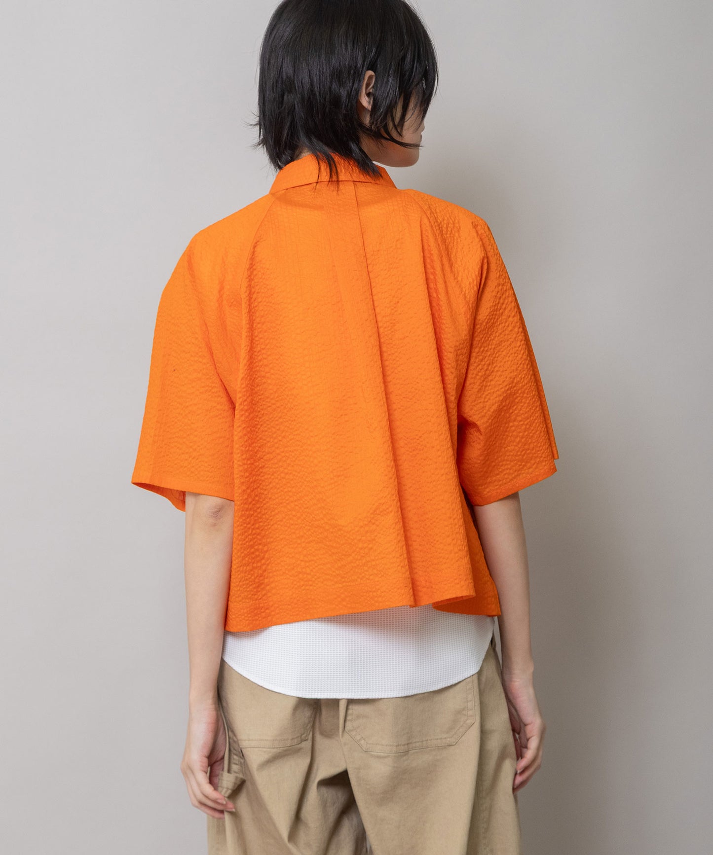シワ加工コットンローンフラップシャツ
