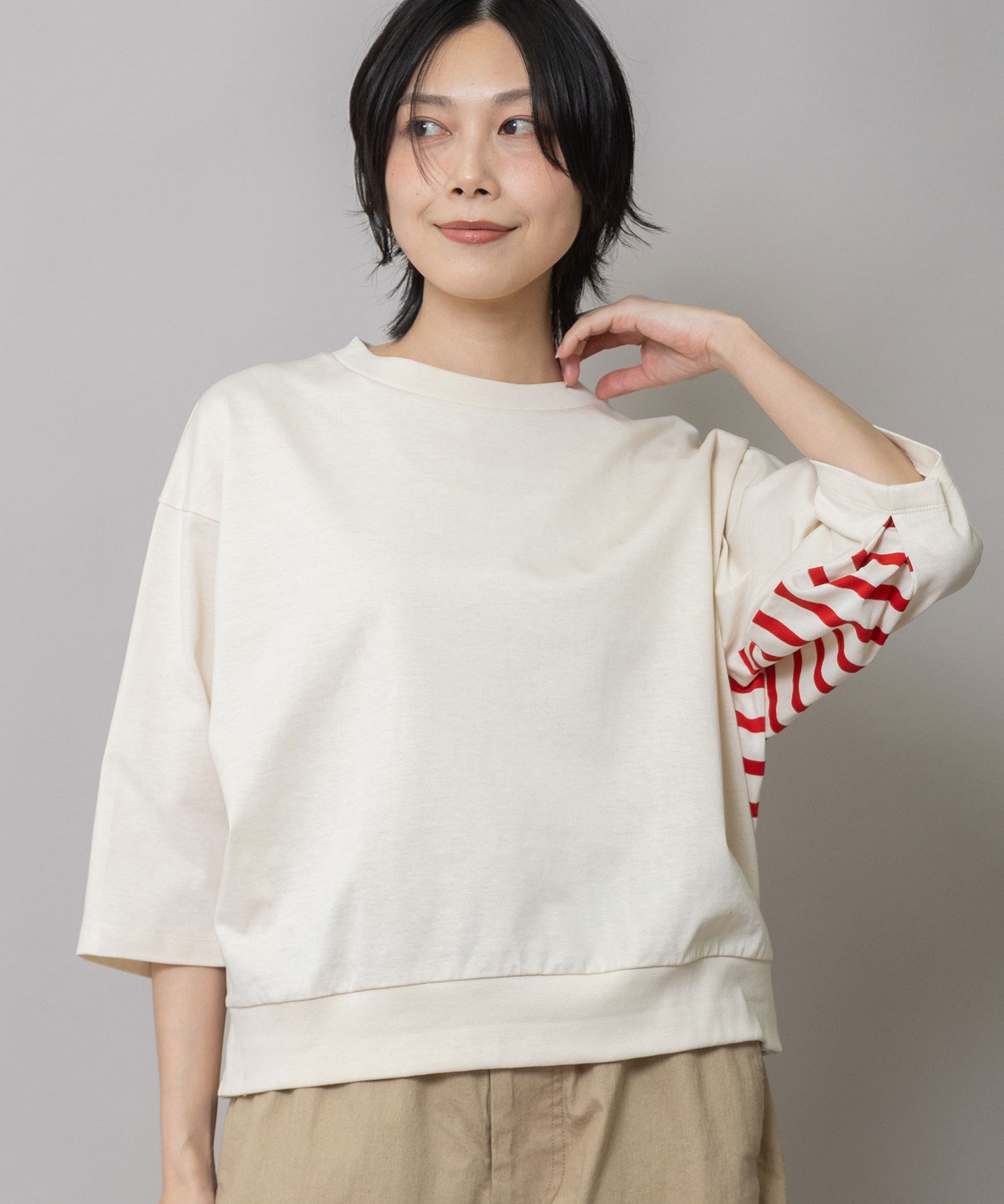 コットンジャージ×バスクボーダーTシャツ