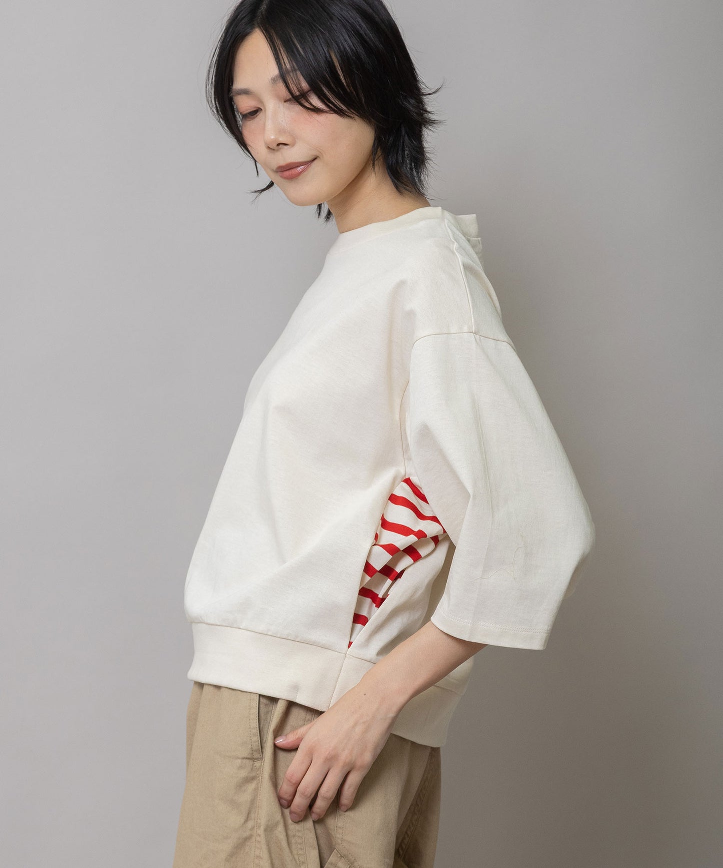 コットンジャージ×バスクボーダーTシャツ