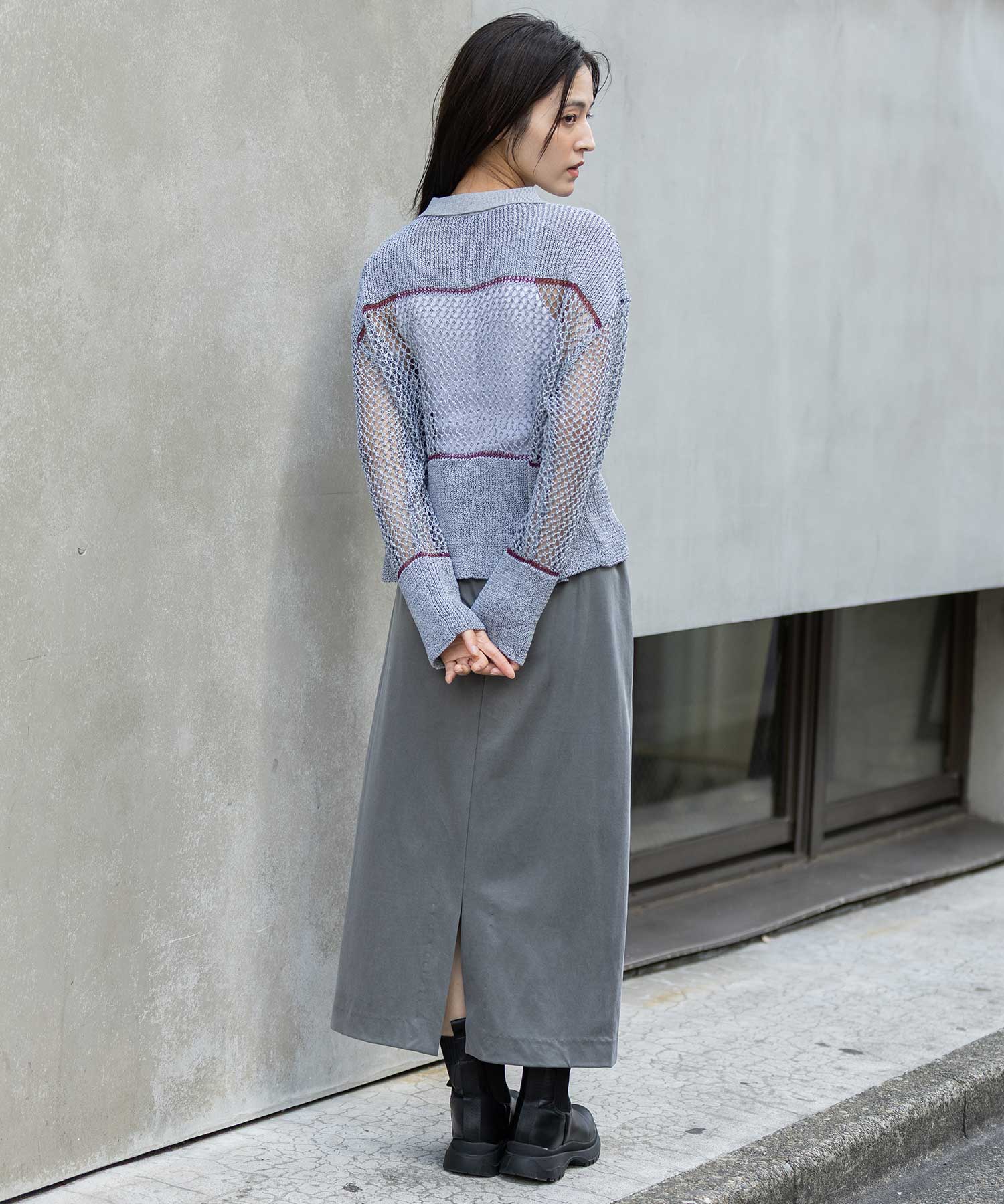 リブ編み×スカシ編みポロニット – Munich web shop
