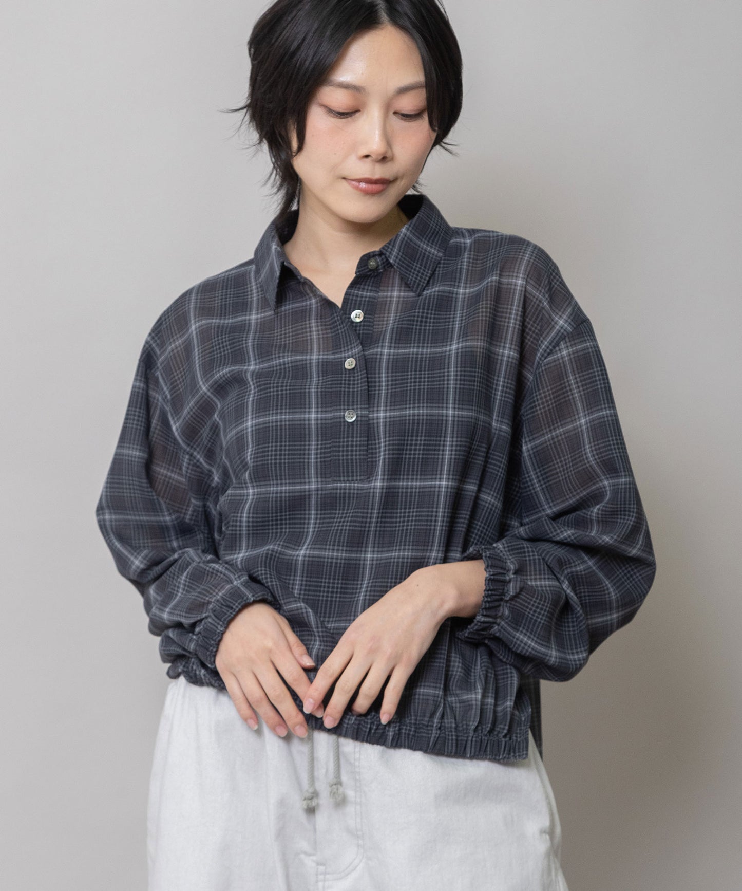 セミシアーチェックプルオーバーシャツ