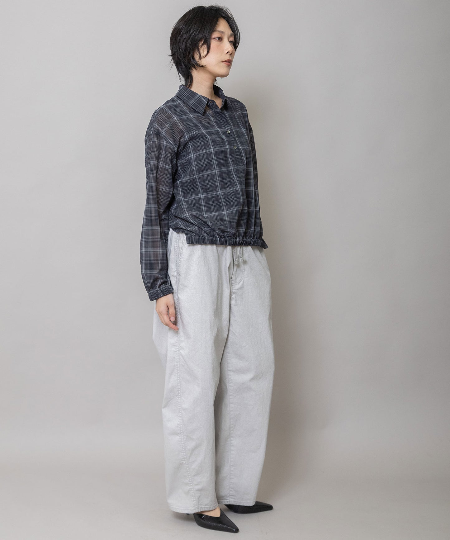 セミシアーチェックプルオーバーシャツ