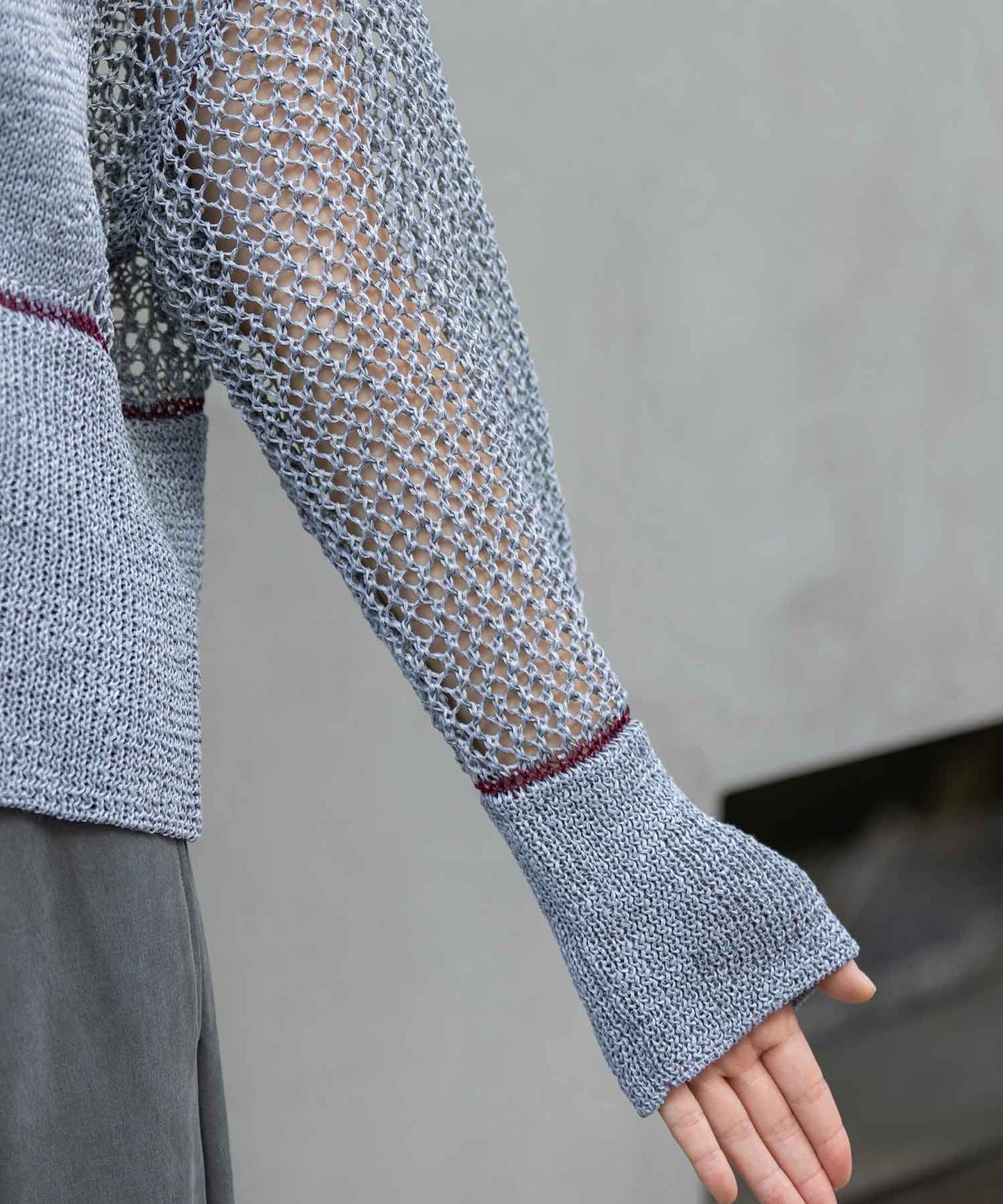 リブ編み×スカシ編みポロニット