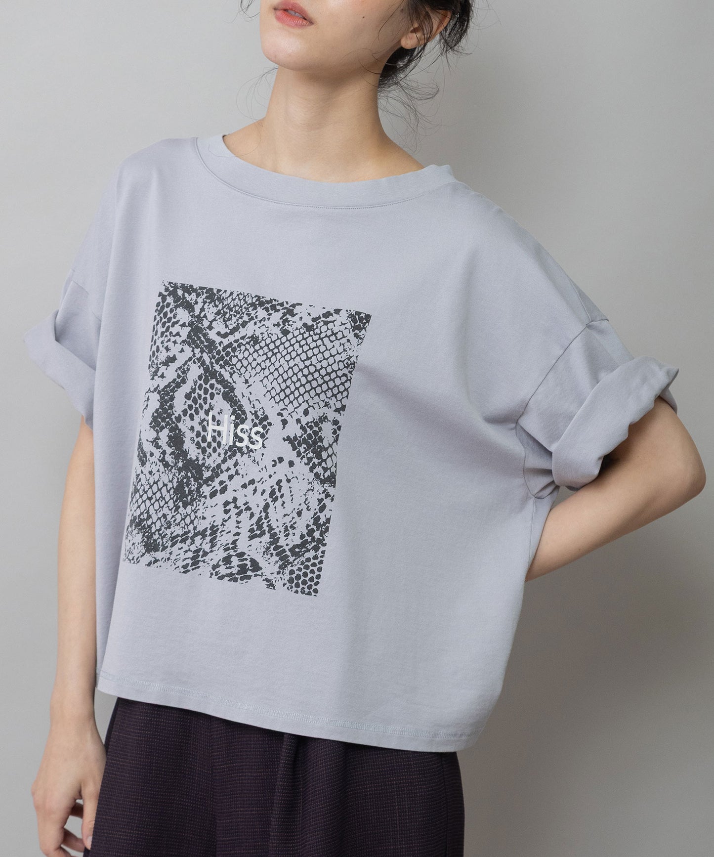 コットンジャージパイソン柄プリントTシャツ