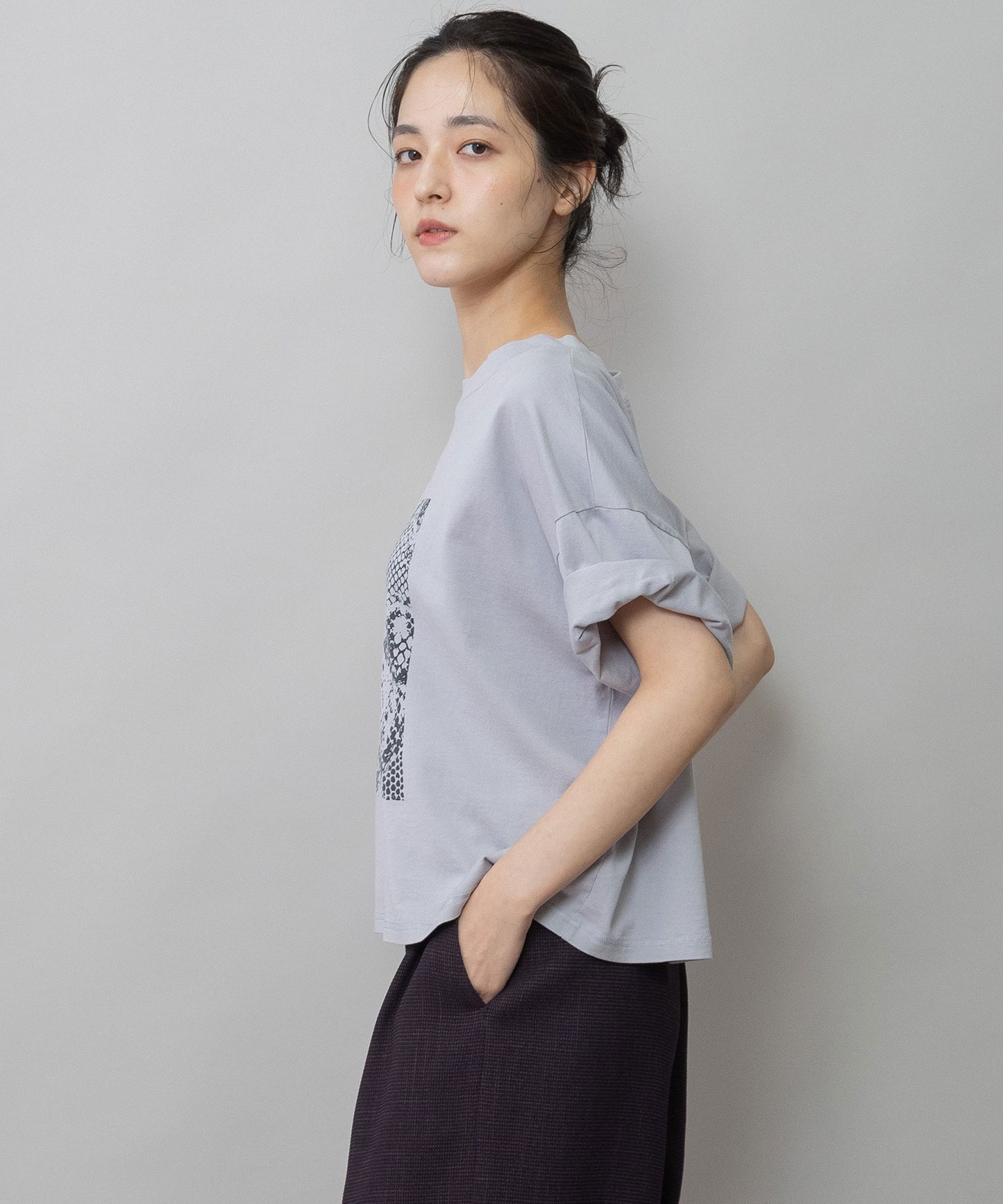 コットンジャージパイソン柄プリントTシャツ