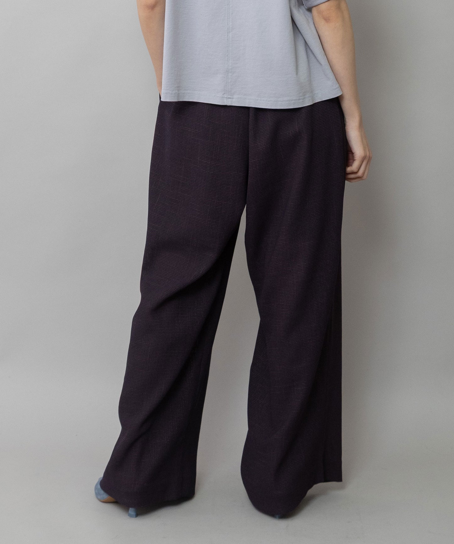 【吸水・速乾性】ポリエステルレーヨンカラミ織りワイドパンツ