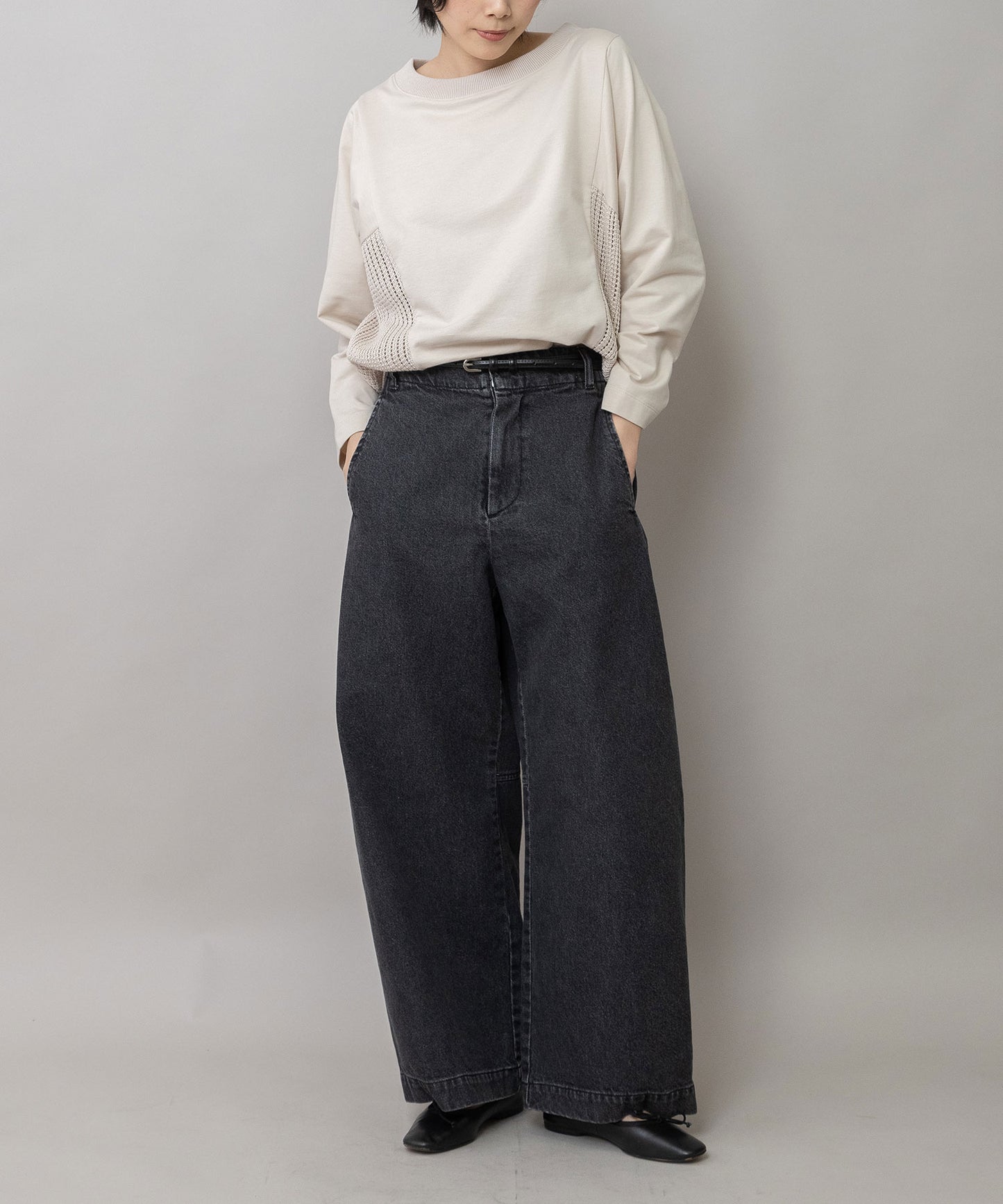11ozオープンエンドデニム バレルパンツ